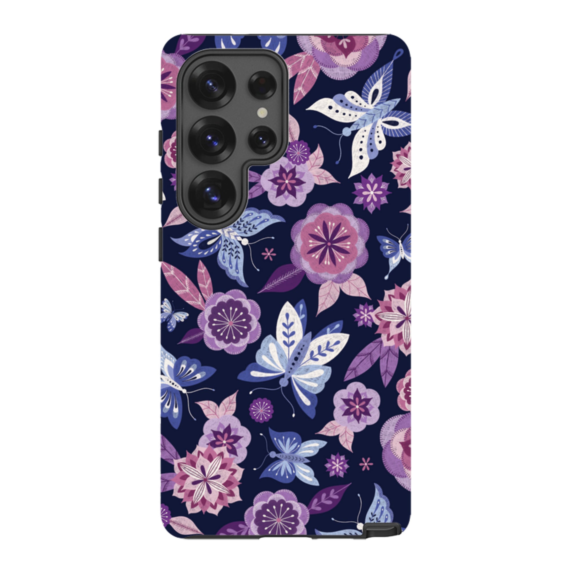 Samsung Tough Case - Butterfly Blooms Navy By Jenny Zemanek