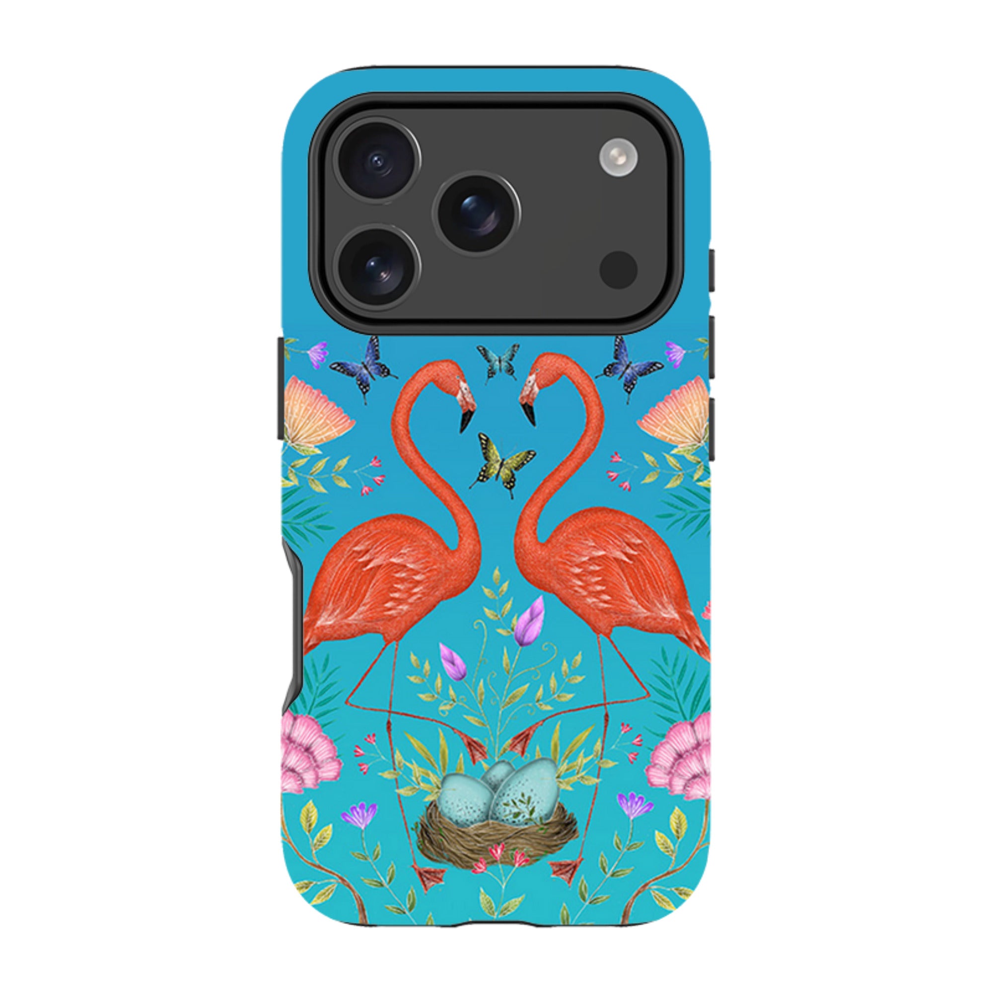 iPhone Tough Case - Flamingos And Flowers By Catherine Rowe