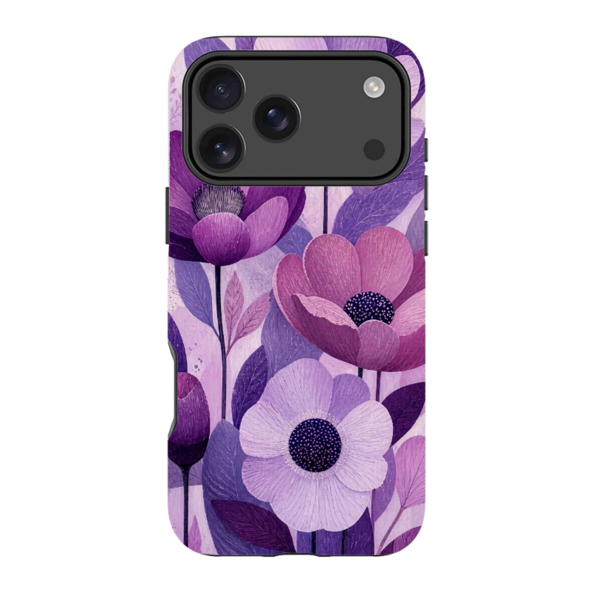 iPhone MagSafe Tough Case - Purple Woodgrain Floral
