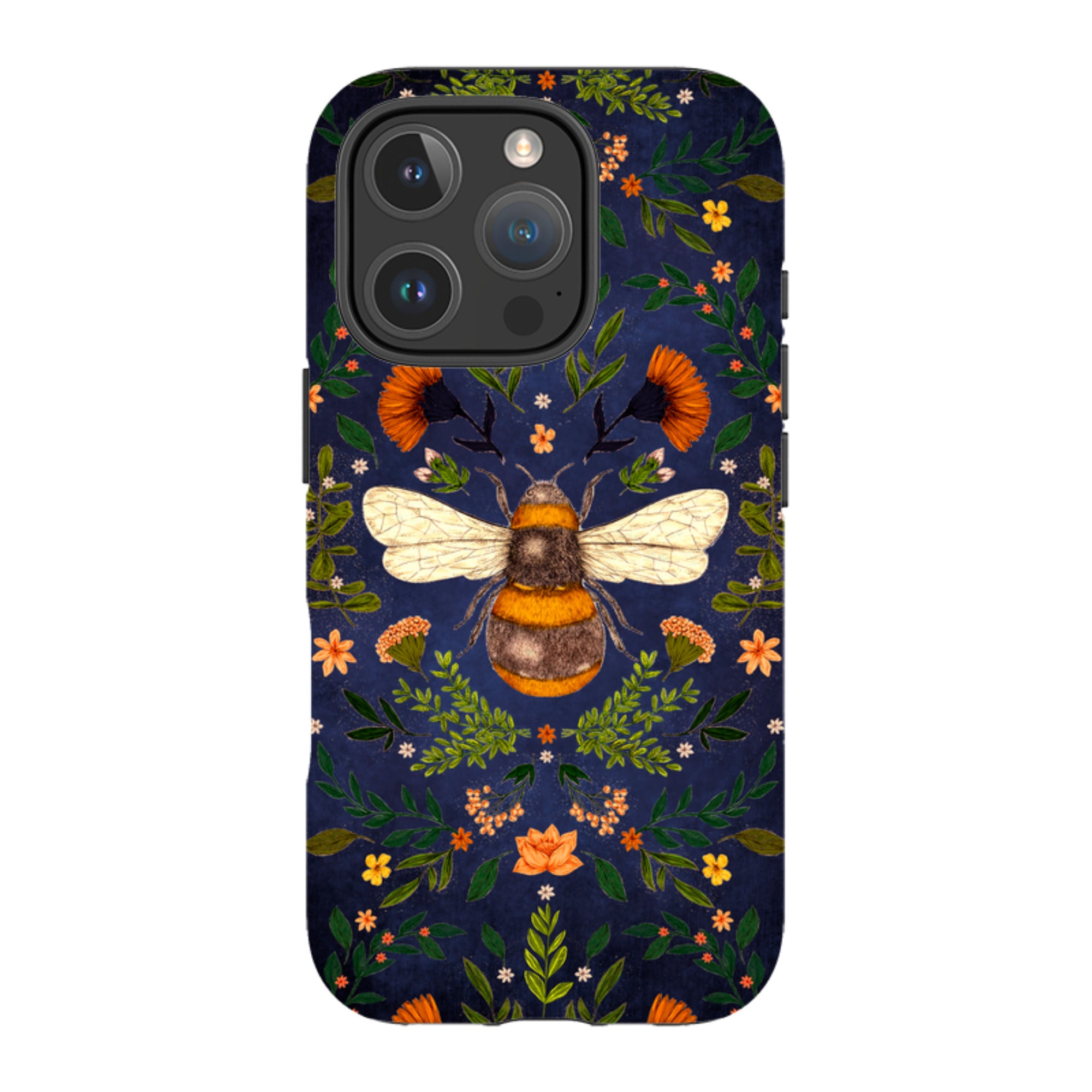 iPhone MagSafe Tough Case -  Botanical Bee Blue By Jade Mosinski