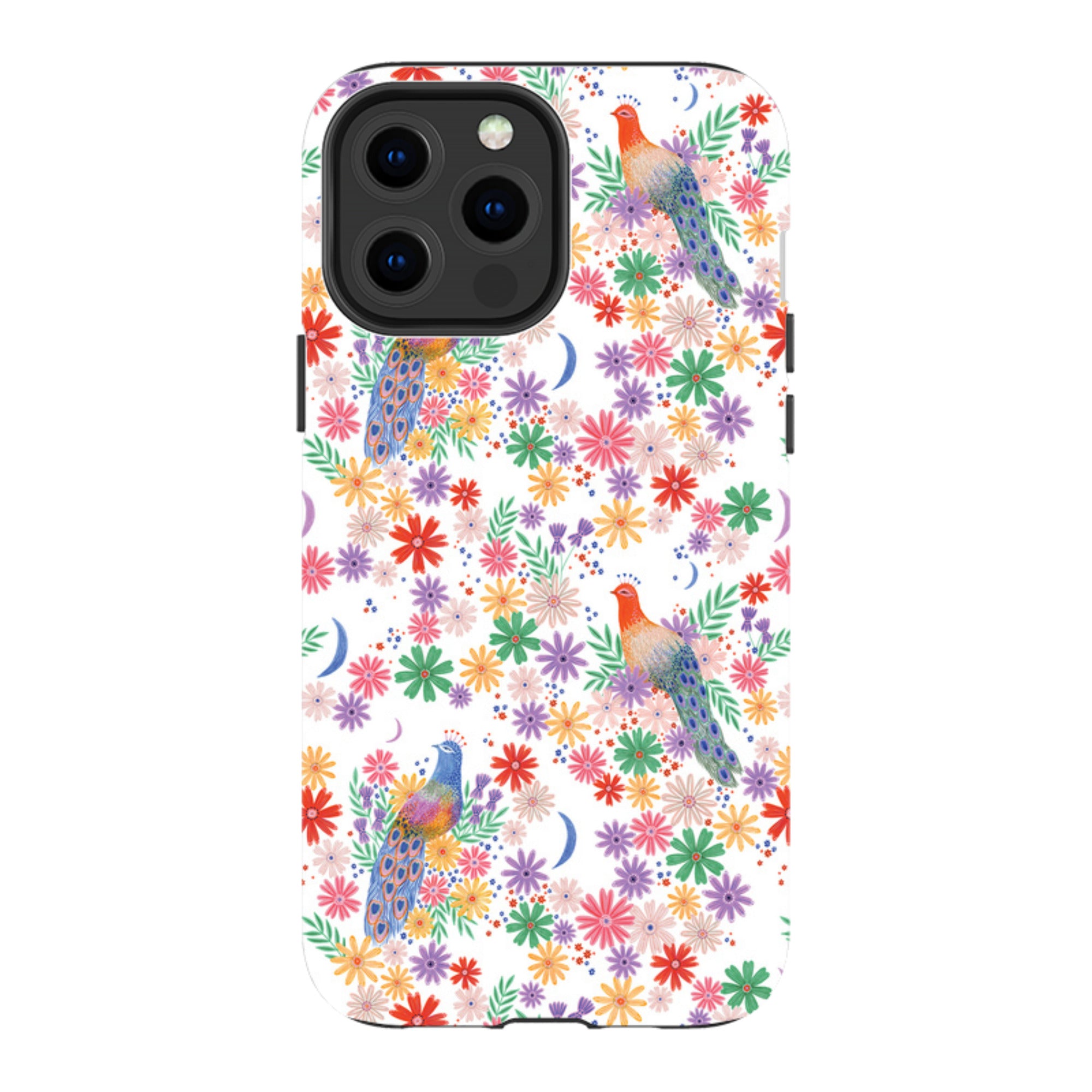 iPhone Tough Case - Peacock Pattern White By Lee Foster Wilson