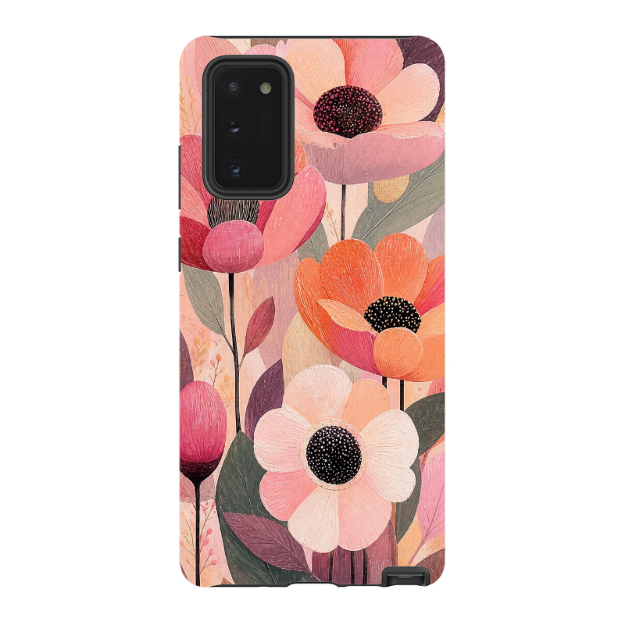 Samsung Tough Case - Peach Woodgrain Floral