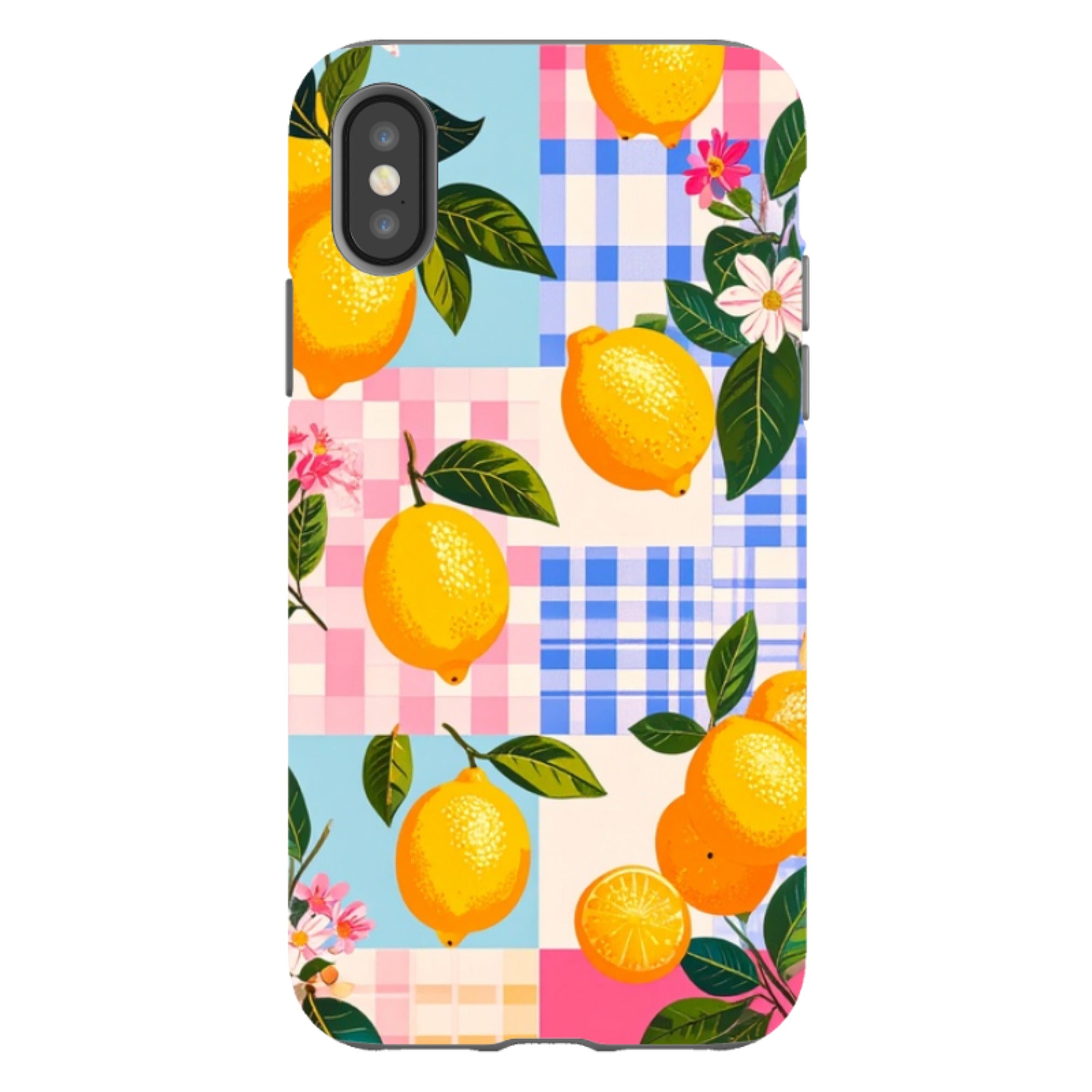 iPhone Tough Case - Lemons and Checks