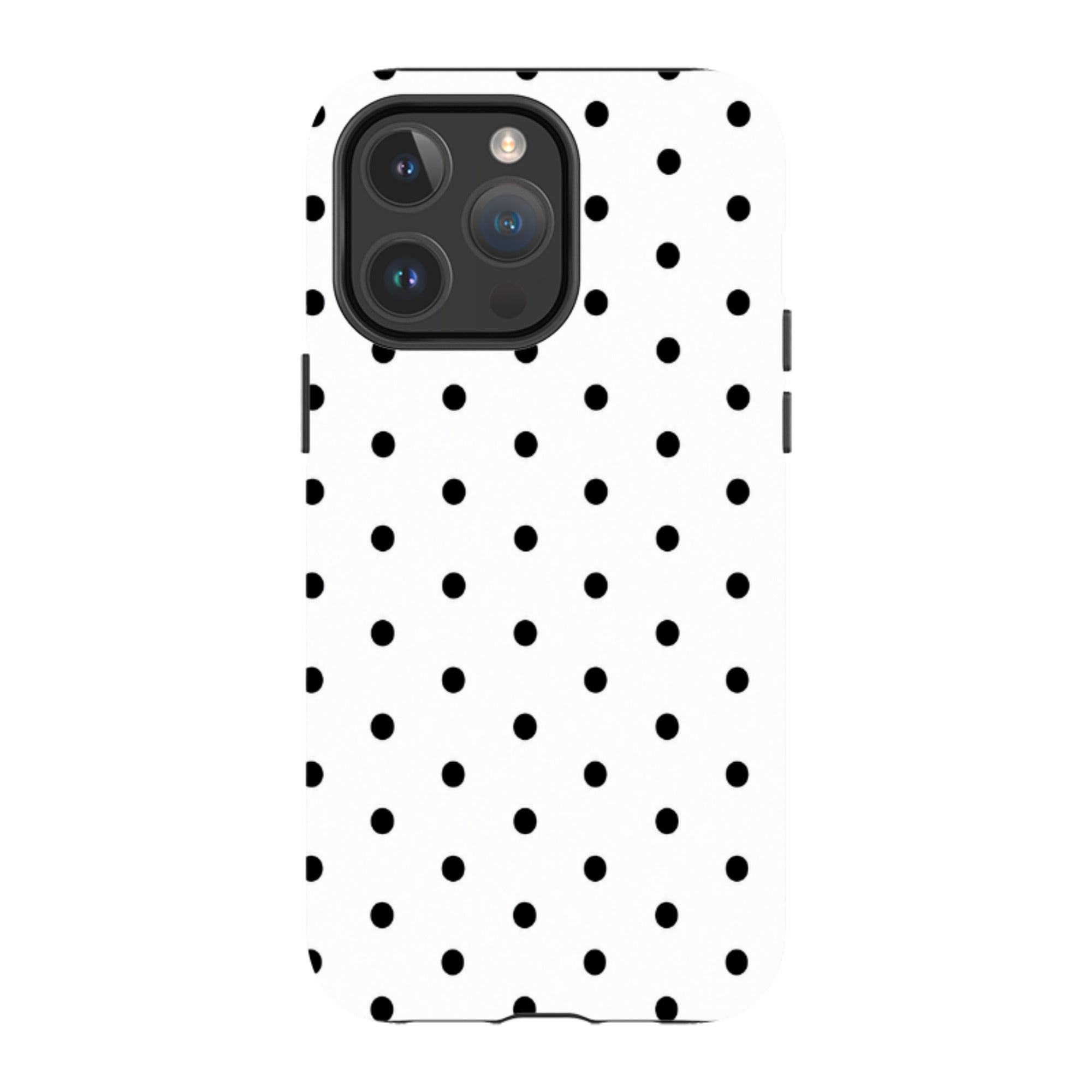 iPhone MagSafe Tough Case - White & Black Polka Dot