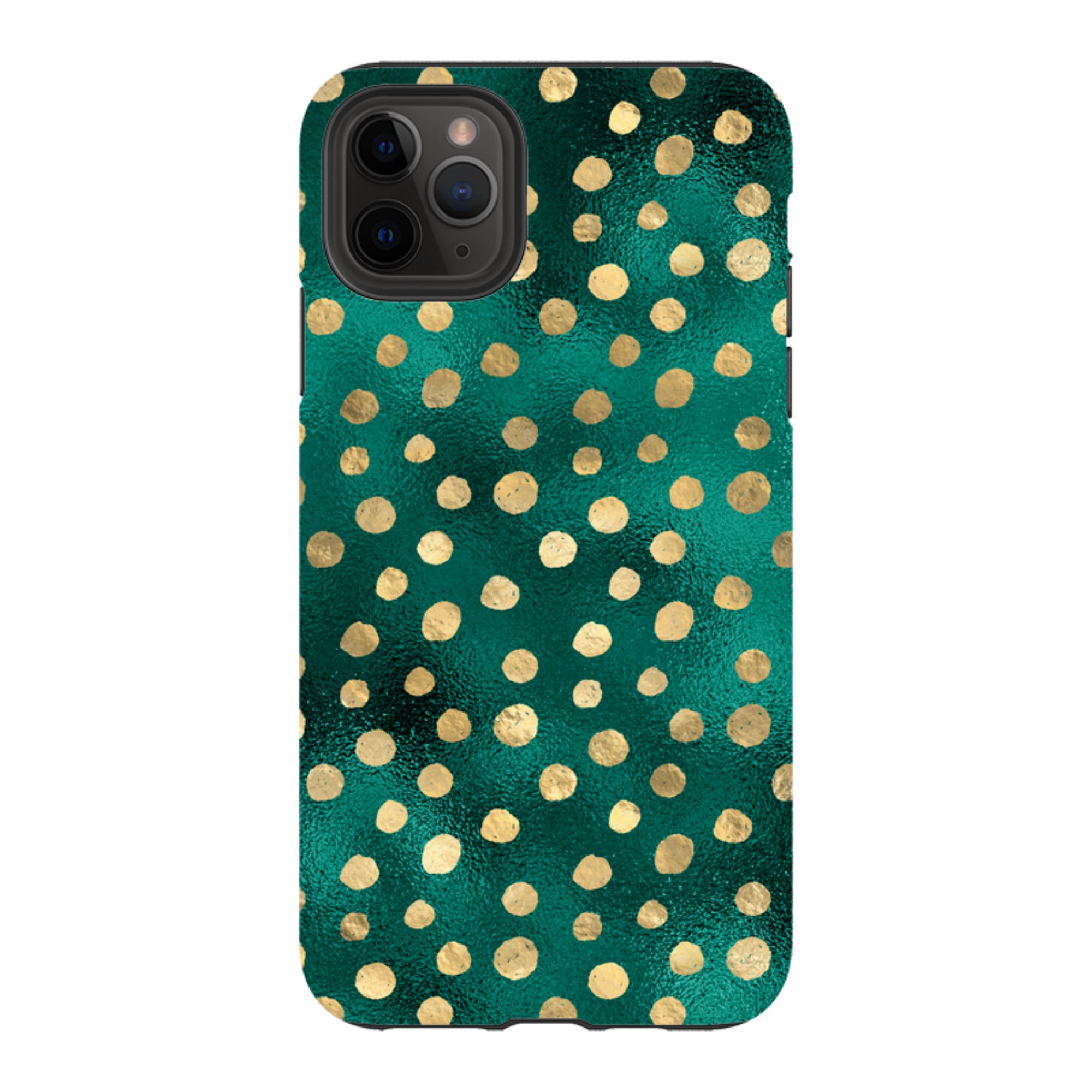 iPhone Tough Case - Forest and Gold Dots