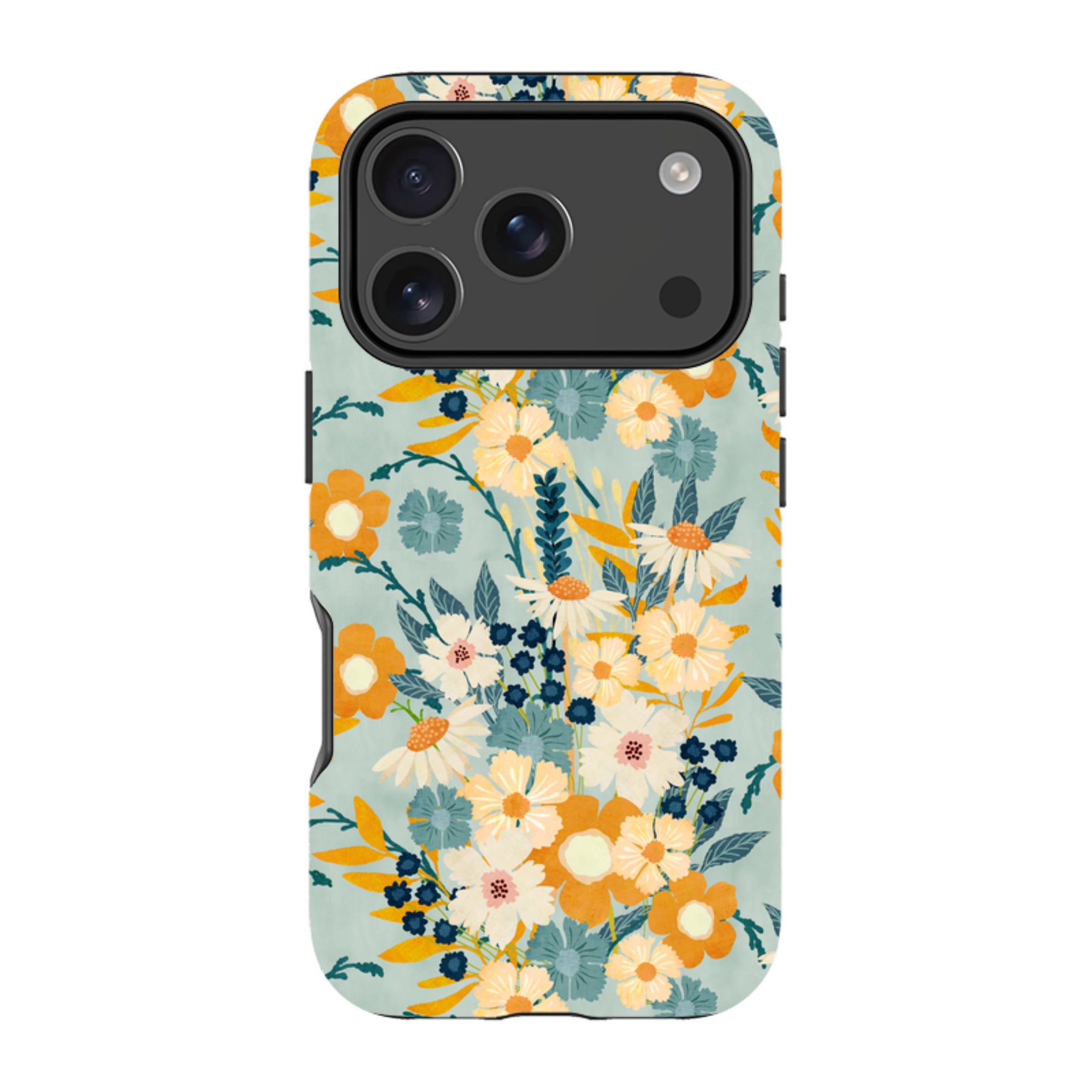 iPhone MagSafe Tough Case - Yellow And Blue Floral By Katherine Quinn