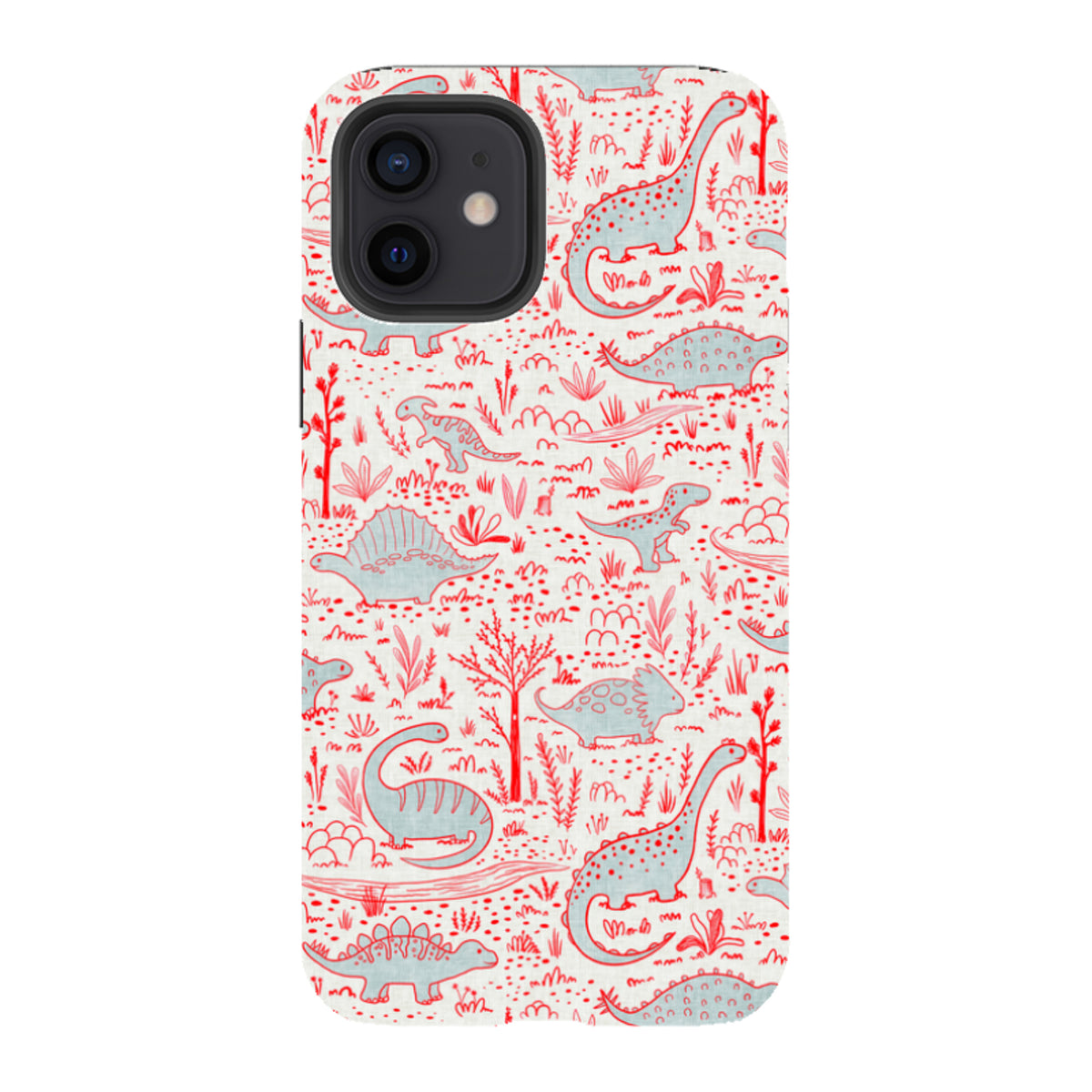 iPhone Tough Case - Dinosaur line Red and Blue By Katherine Quinn