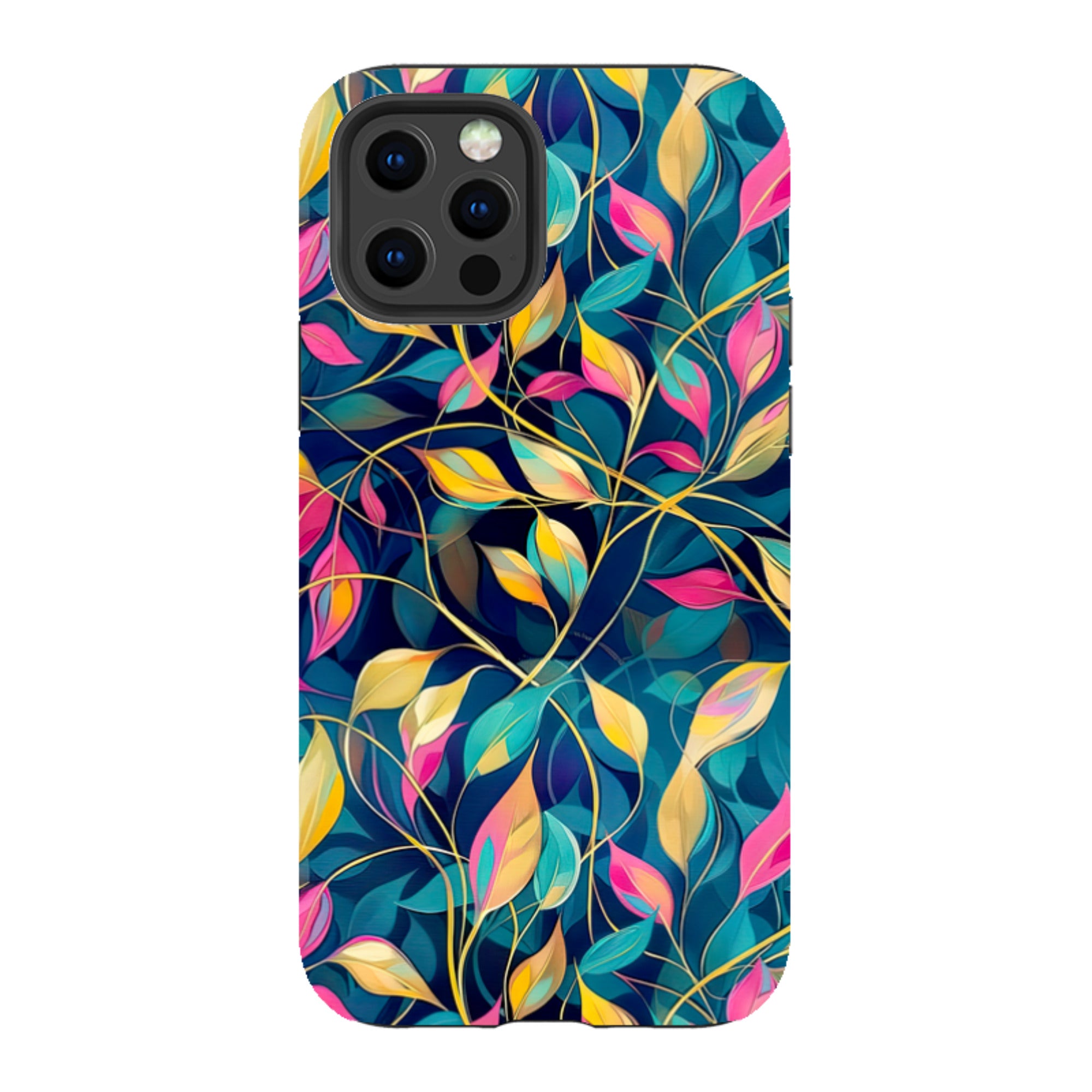 iPhone Case - Pink and Teal Leaves