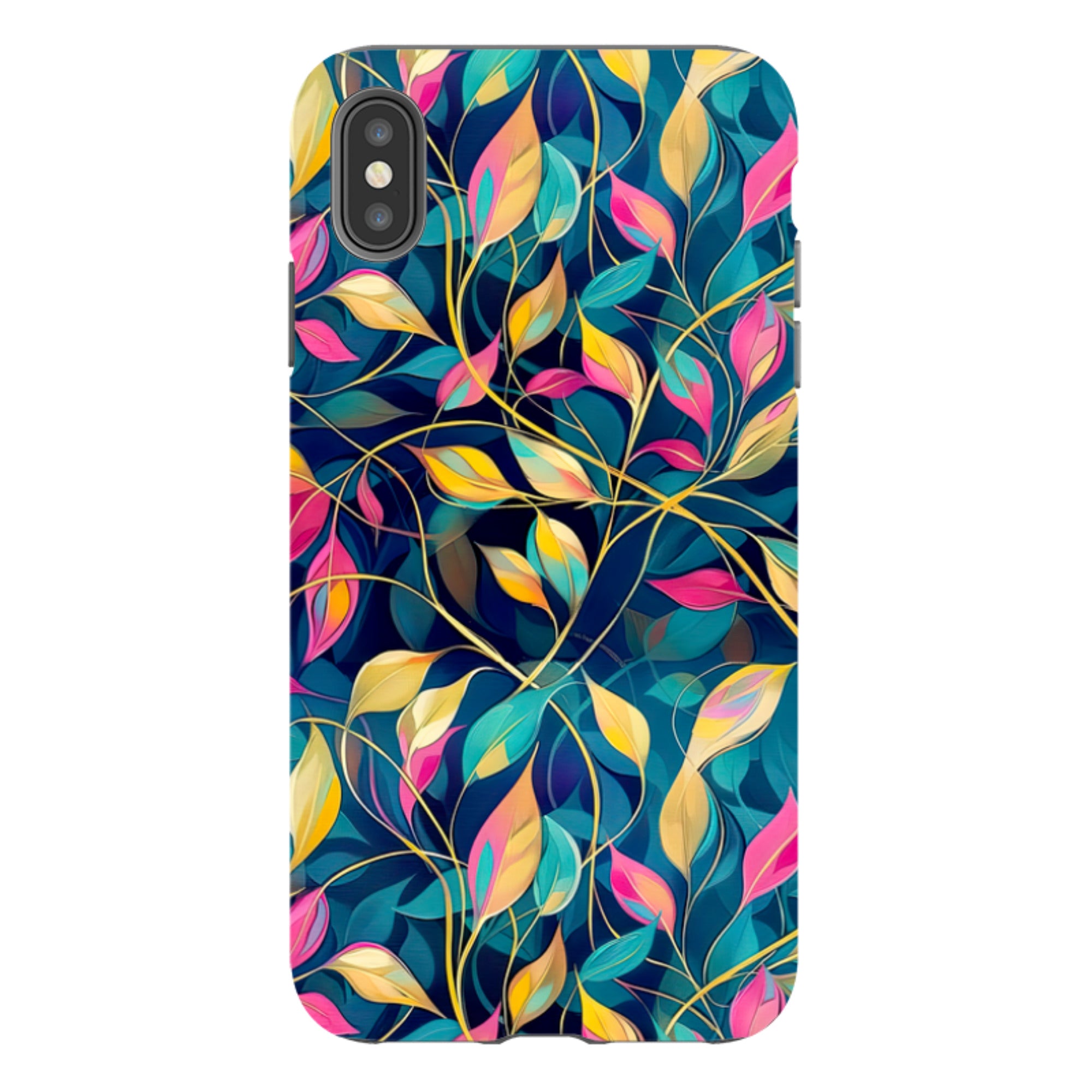 iPhone Case - Pink and Teal Leaves