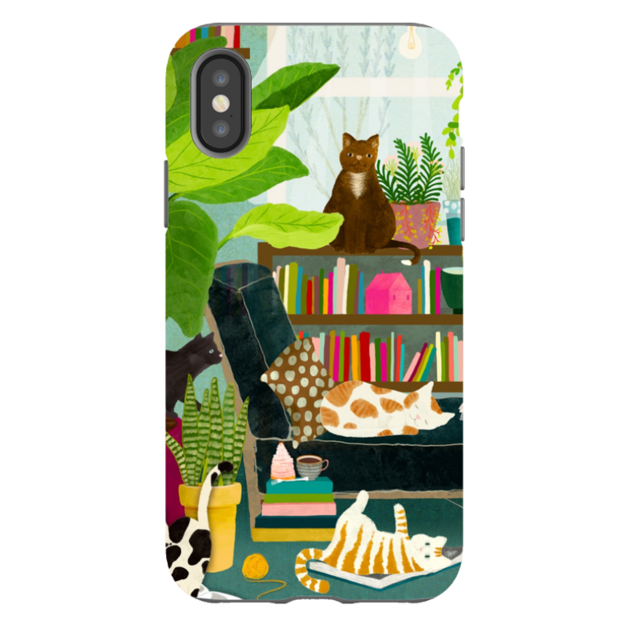 iPhone Tough Case - Cat Library By Katherine Quinn