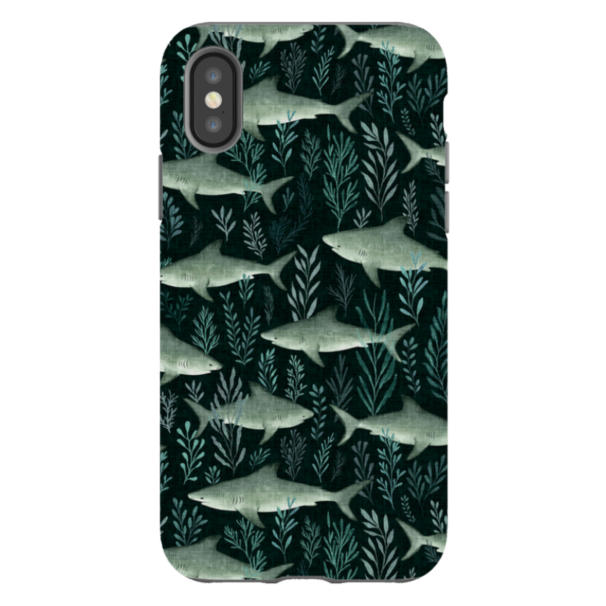 iPhone Tough Case - Sharks black By Katherine Quinn