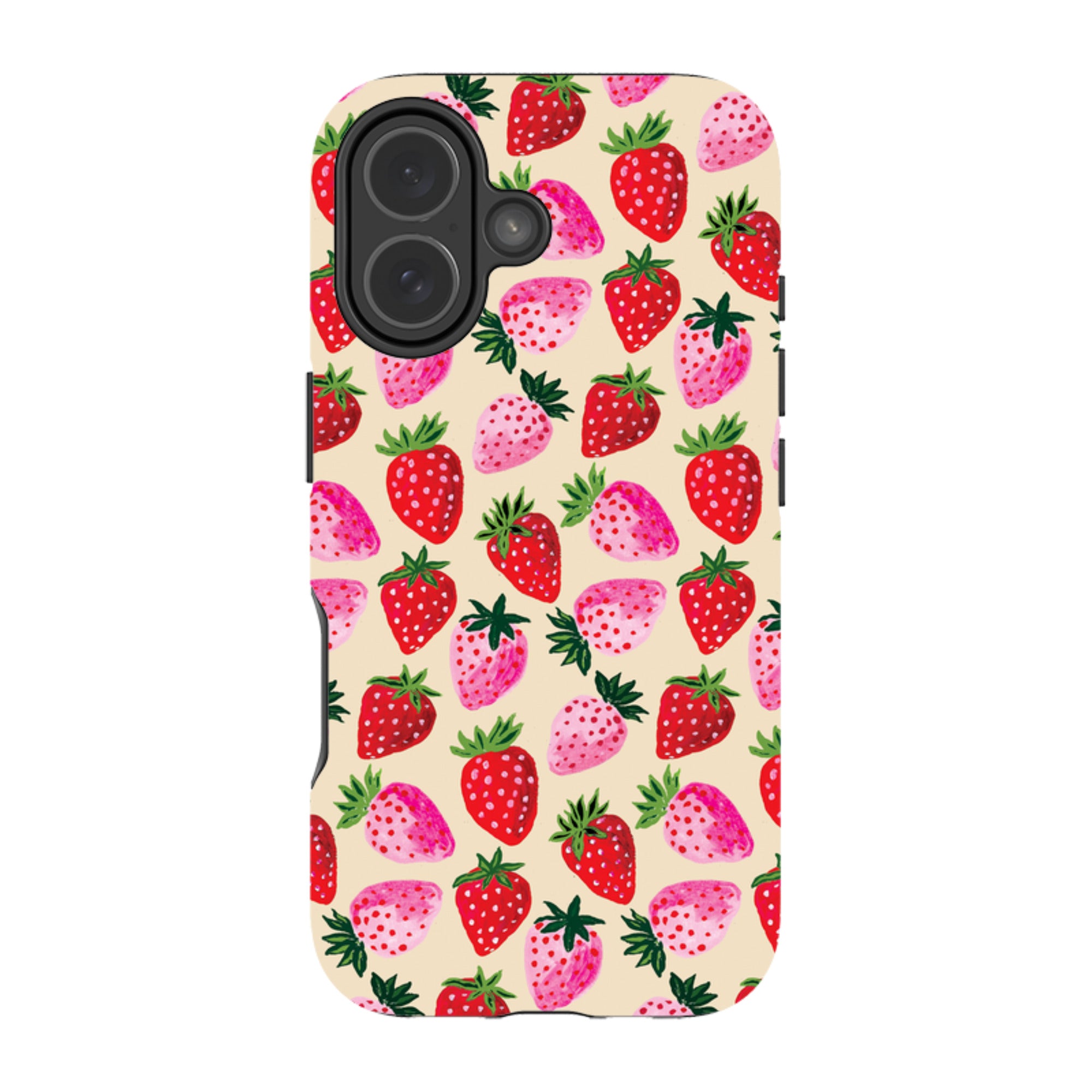 iPhone MagSafe Tough Case - Strawberry Scatter Cream By Emma Frances Grant