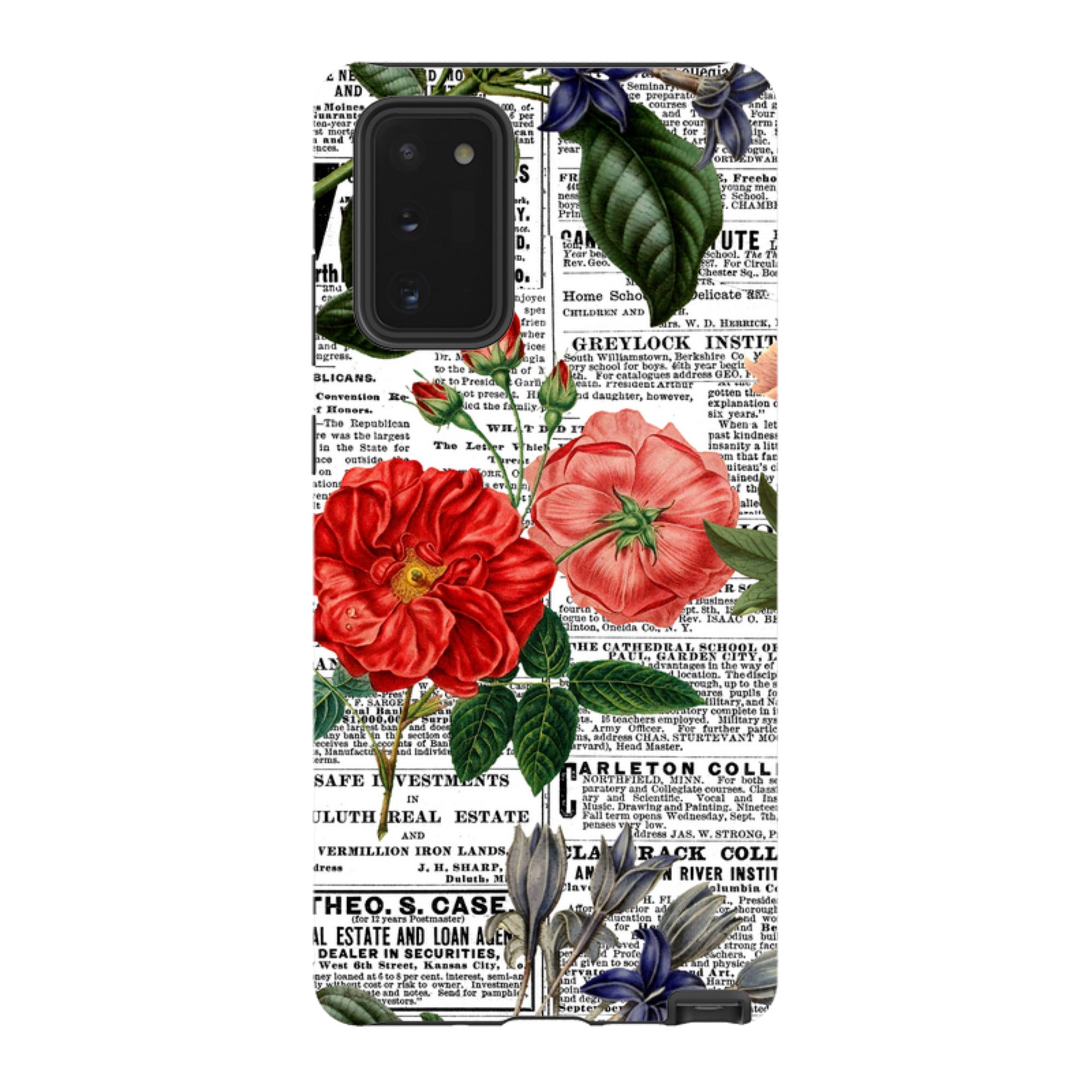 Samsung Tough Case - Floral Newsprint