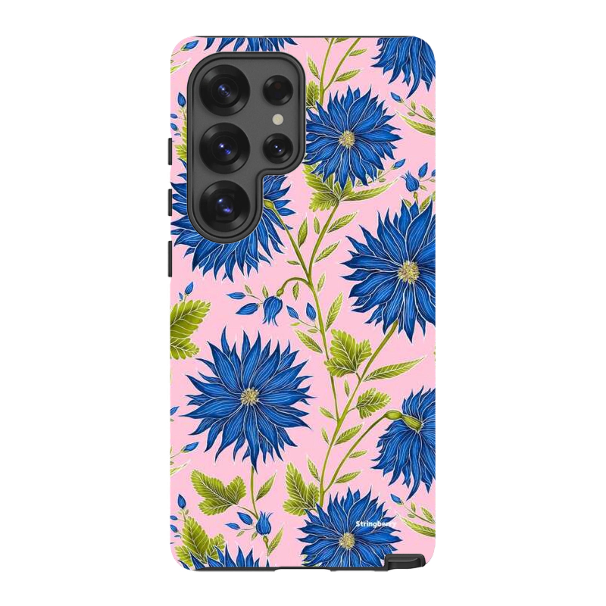 Samsung Tough Case - Blue Flowers Pink By Catherine Rowe