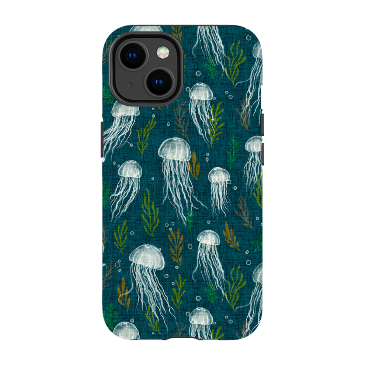 iPhone Tough Case - Jellyfish and seaweed - blue By Katherine Quinn