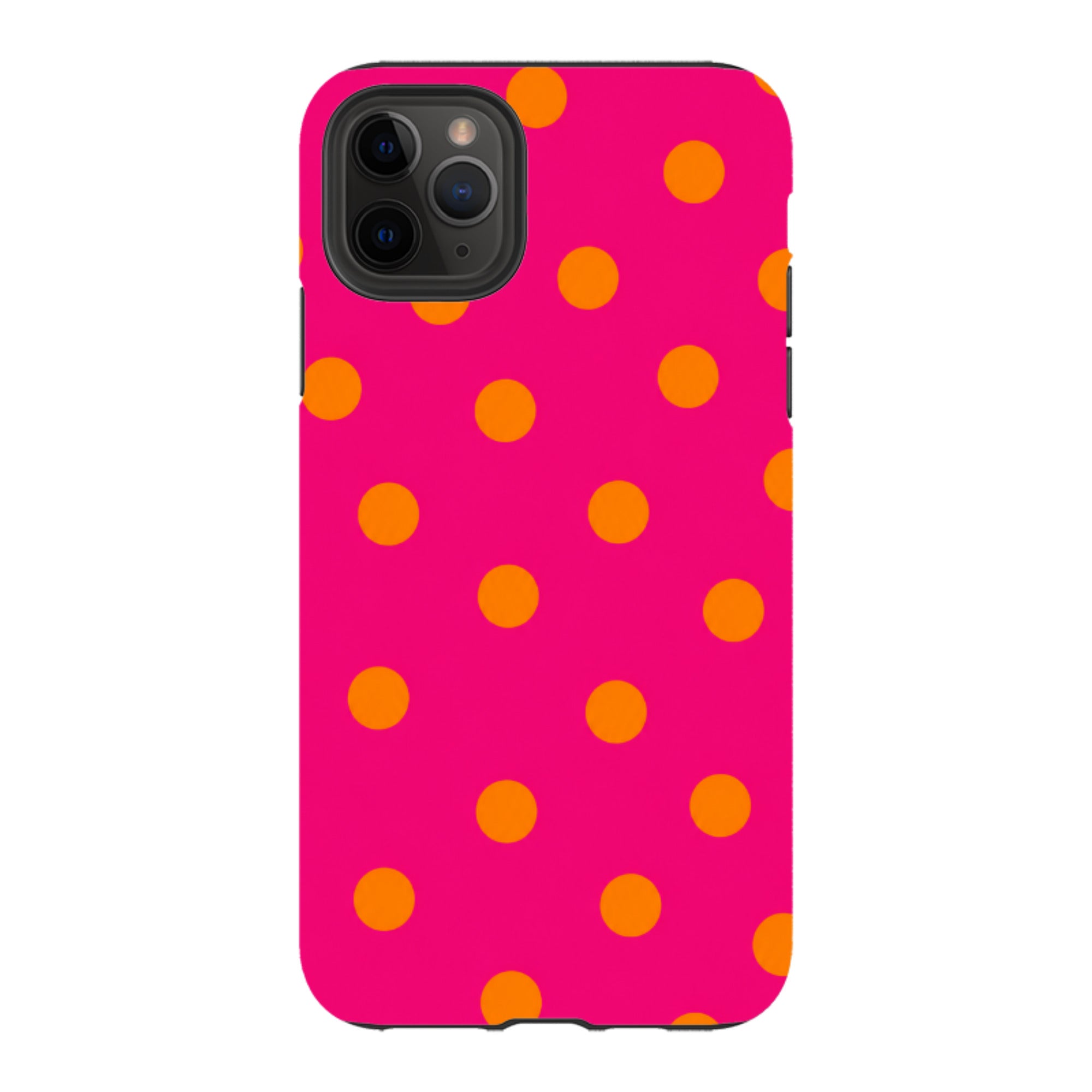 iPhone Tough Case - Hot Pink & Orange Polka Dot