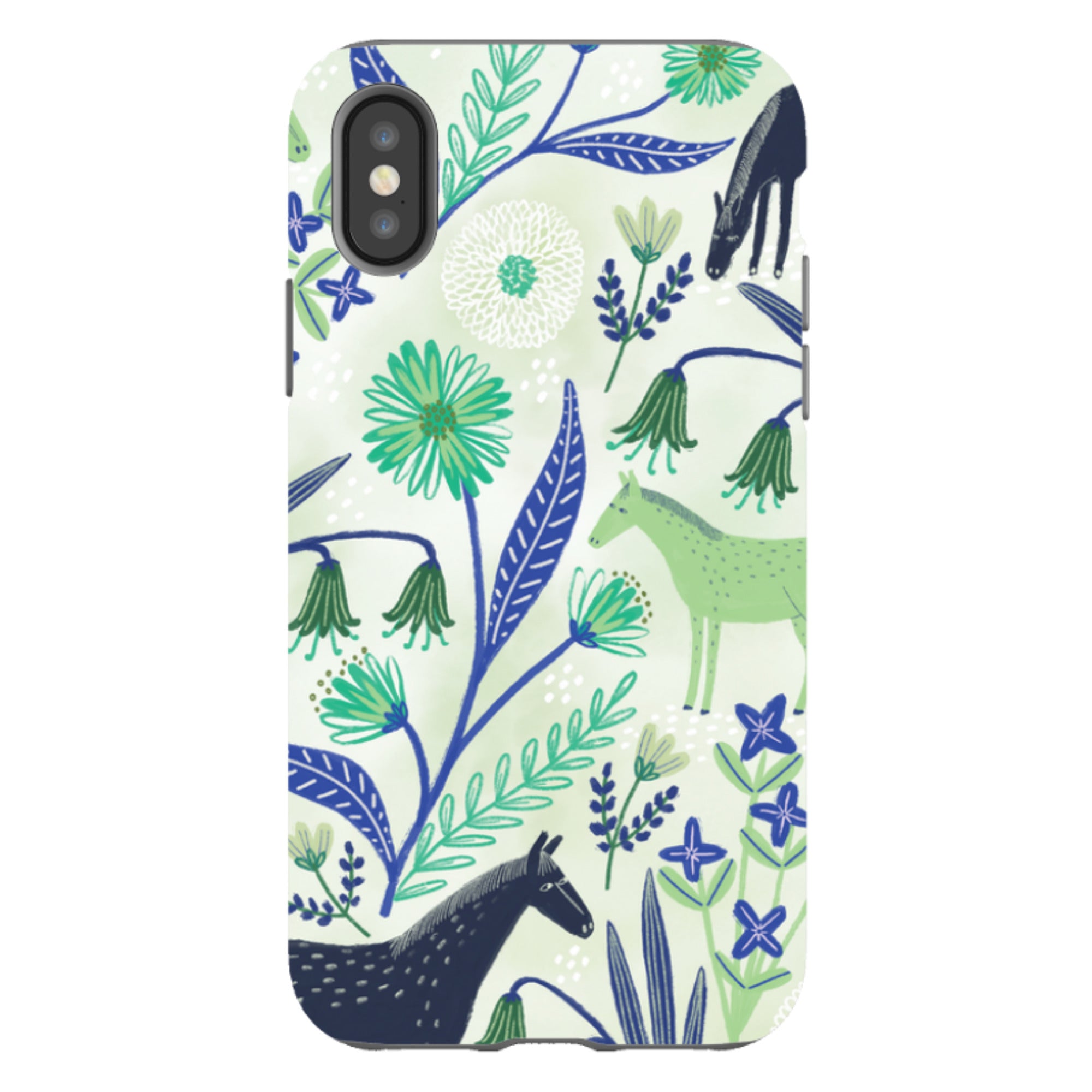 iPhone Tough Case - Wild Ponies Green By Lee Foster Wilson