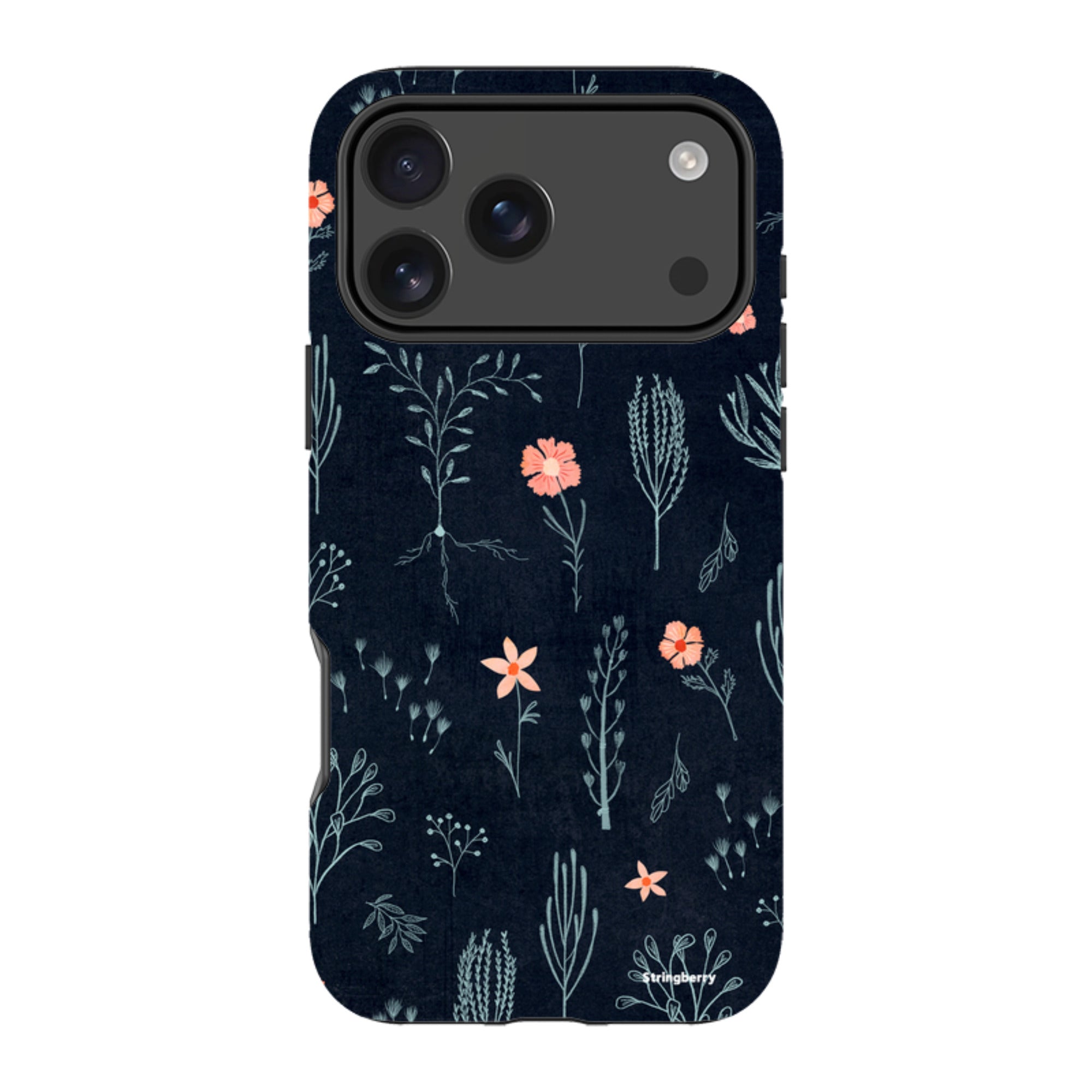 iPhone Tough Case - Floral Light Blue And Pink By Katherine Quinn