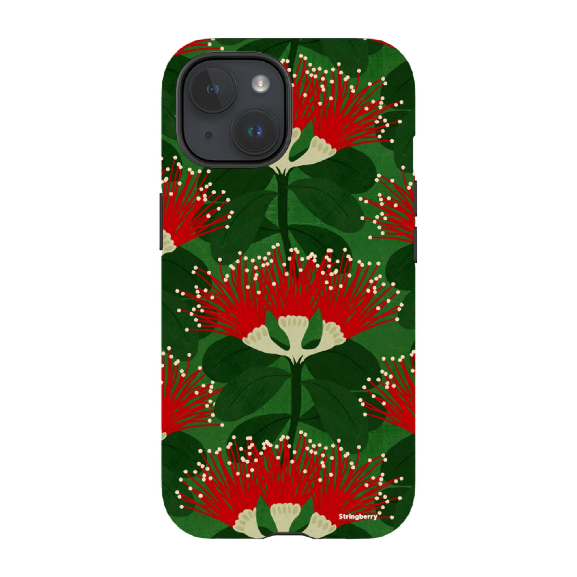 iPhone MagSafe Tough Case - Pohutukawa Green and Red By Katherine Quinn