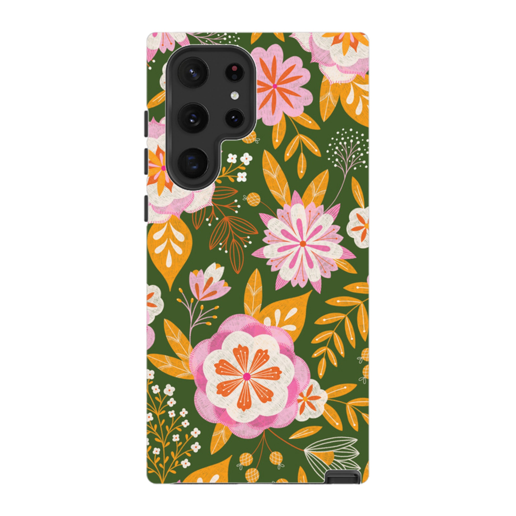 Samsung Tough Case - Big Bold Blooms Green By Jenny Zemanek