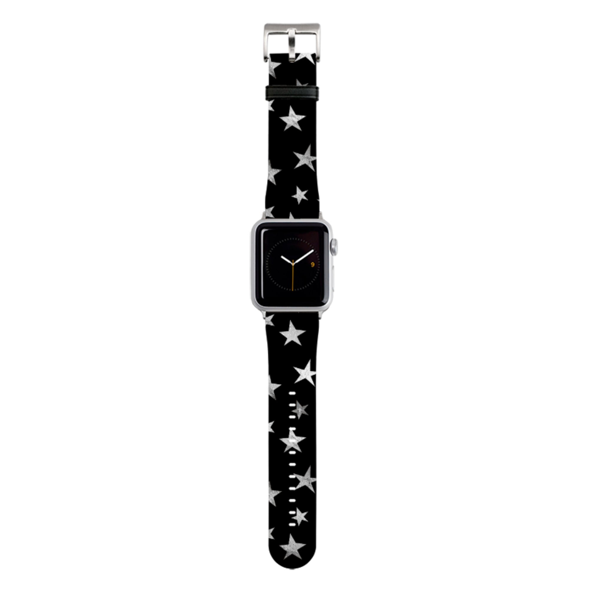 Black and Silver Stars Apple Watch Strap