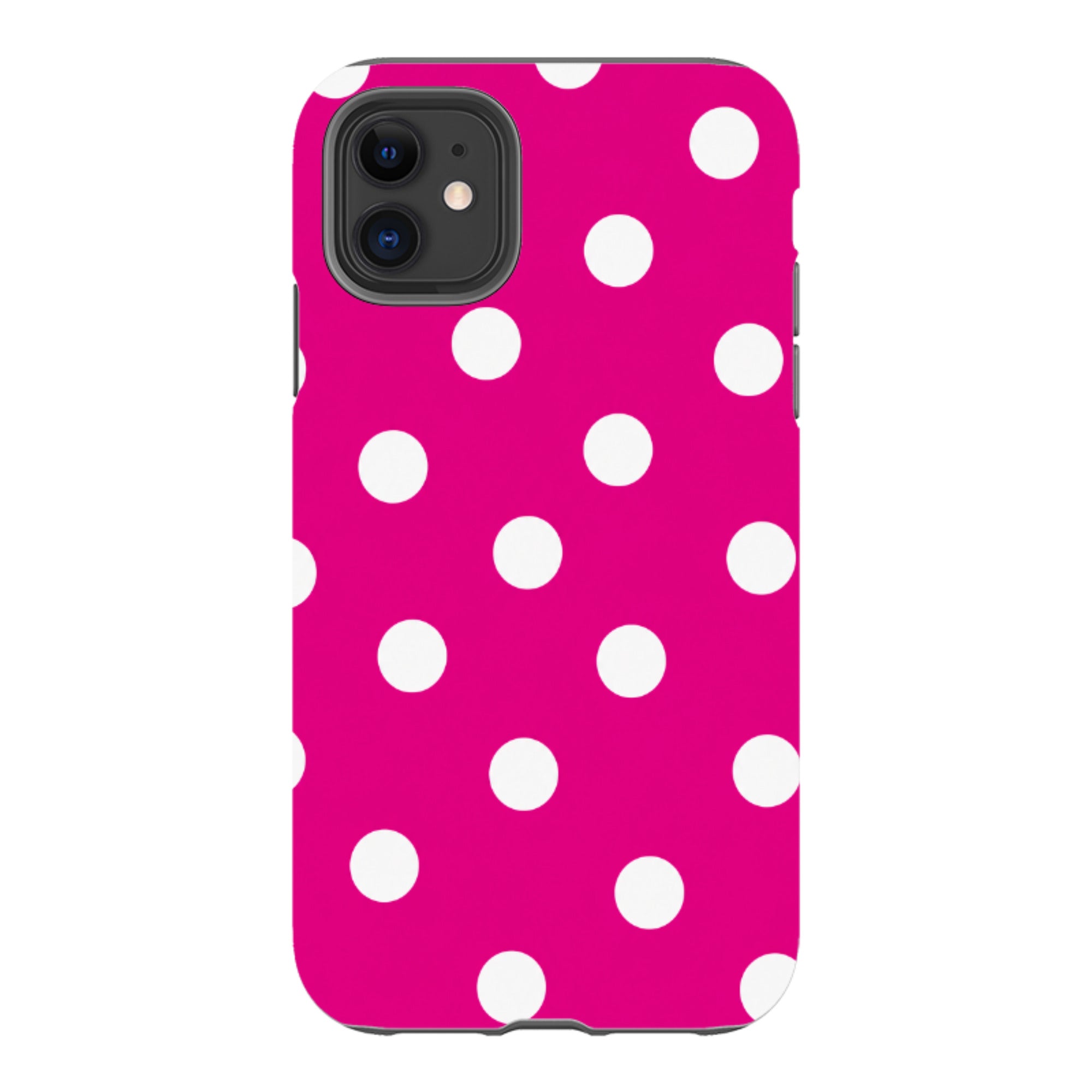 iPhone Tough Case - Hot Pink & White Polka Dot