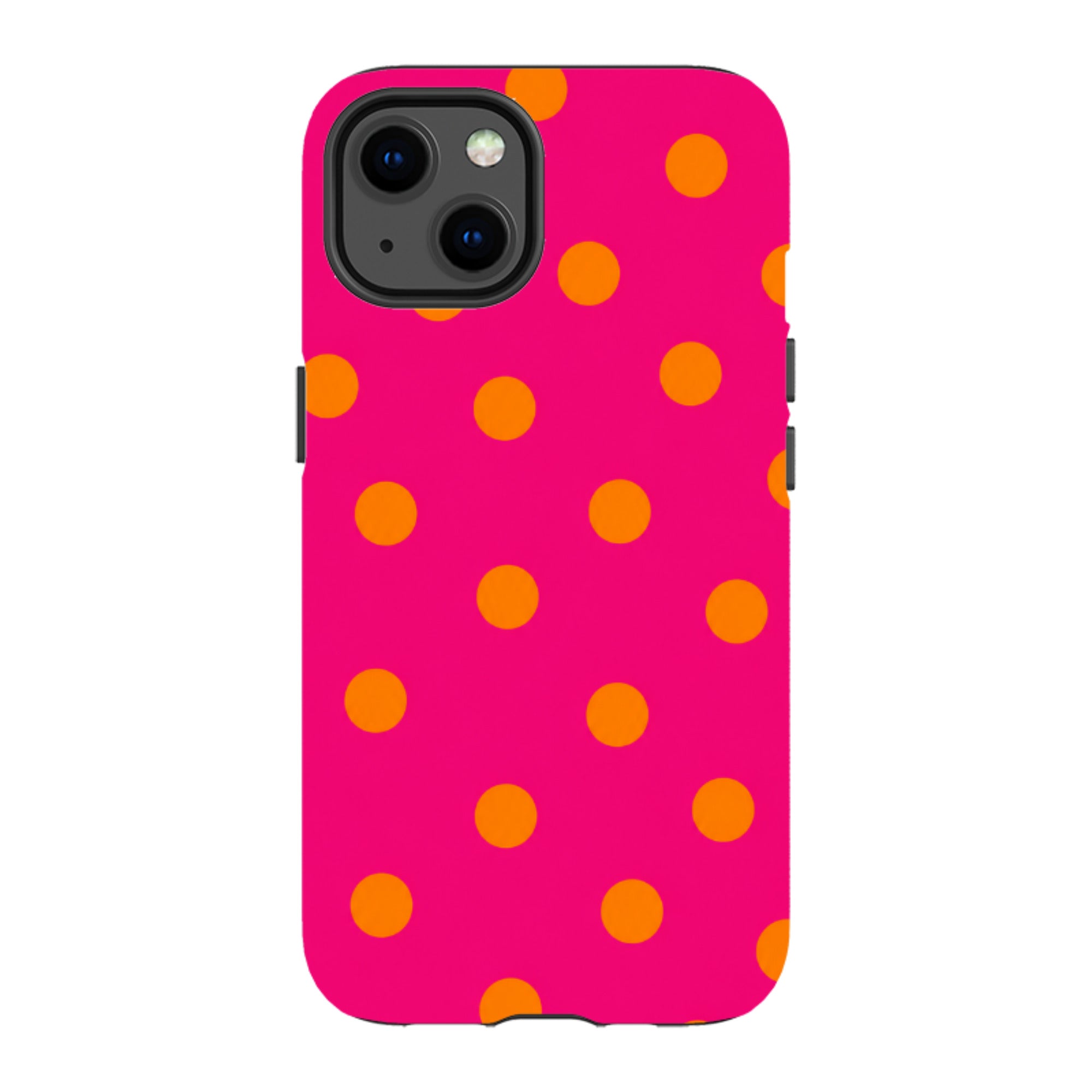 iPhone MagSafe Tough Case - Hot Pink & Orange Polka Dot