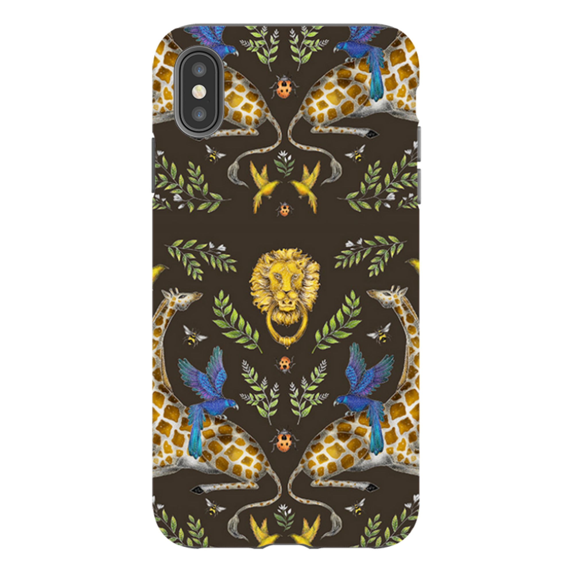iPhone Tough Case - Giraffes Birds and Lion By Catherine Rowe