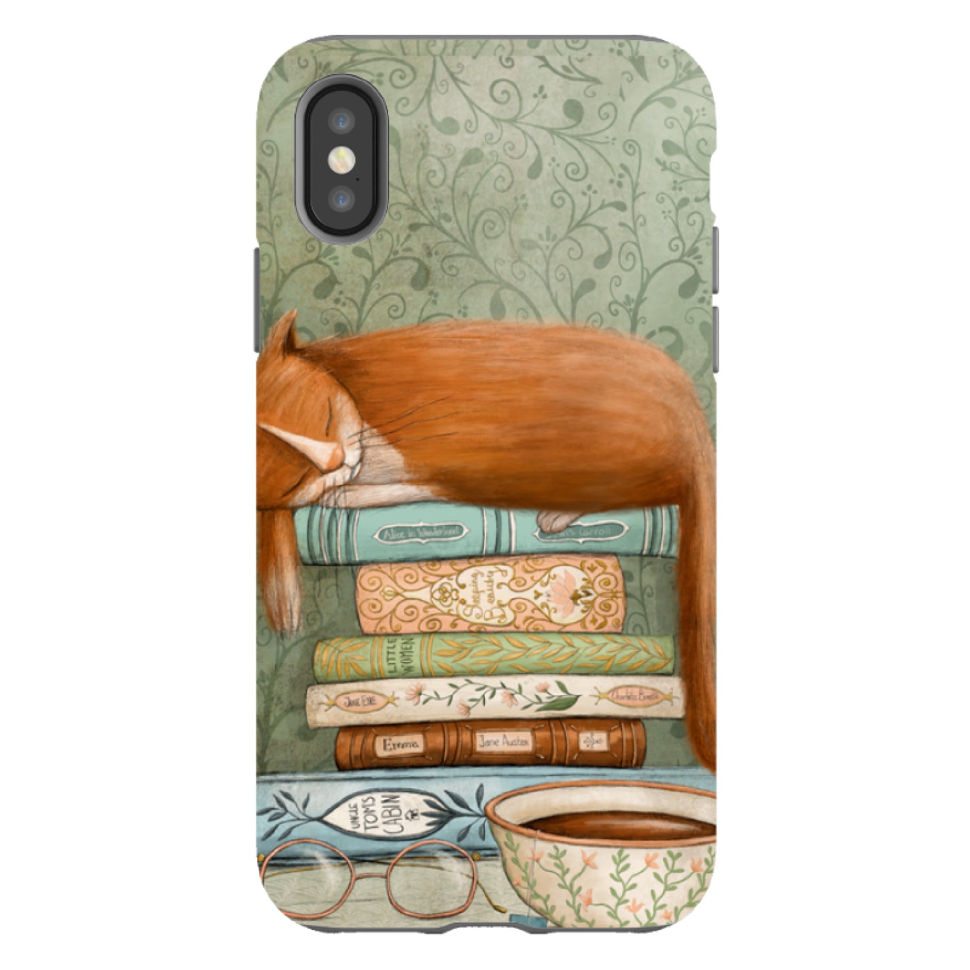 iPhone Tough Case - Cat and Books By Maja Lindberg