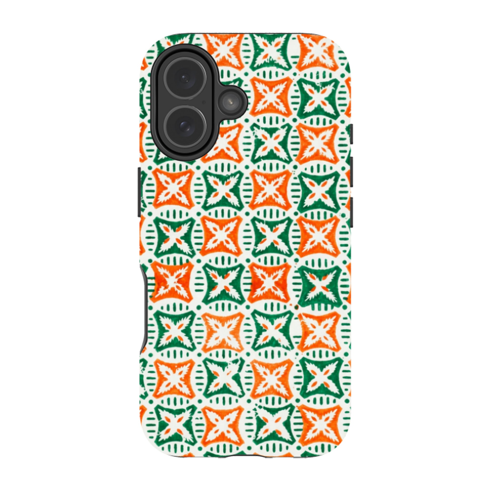 iPhone MagSafe Tough Case - Orange & Green Tile