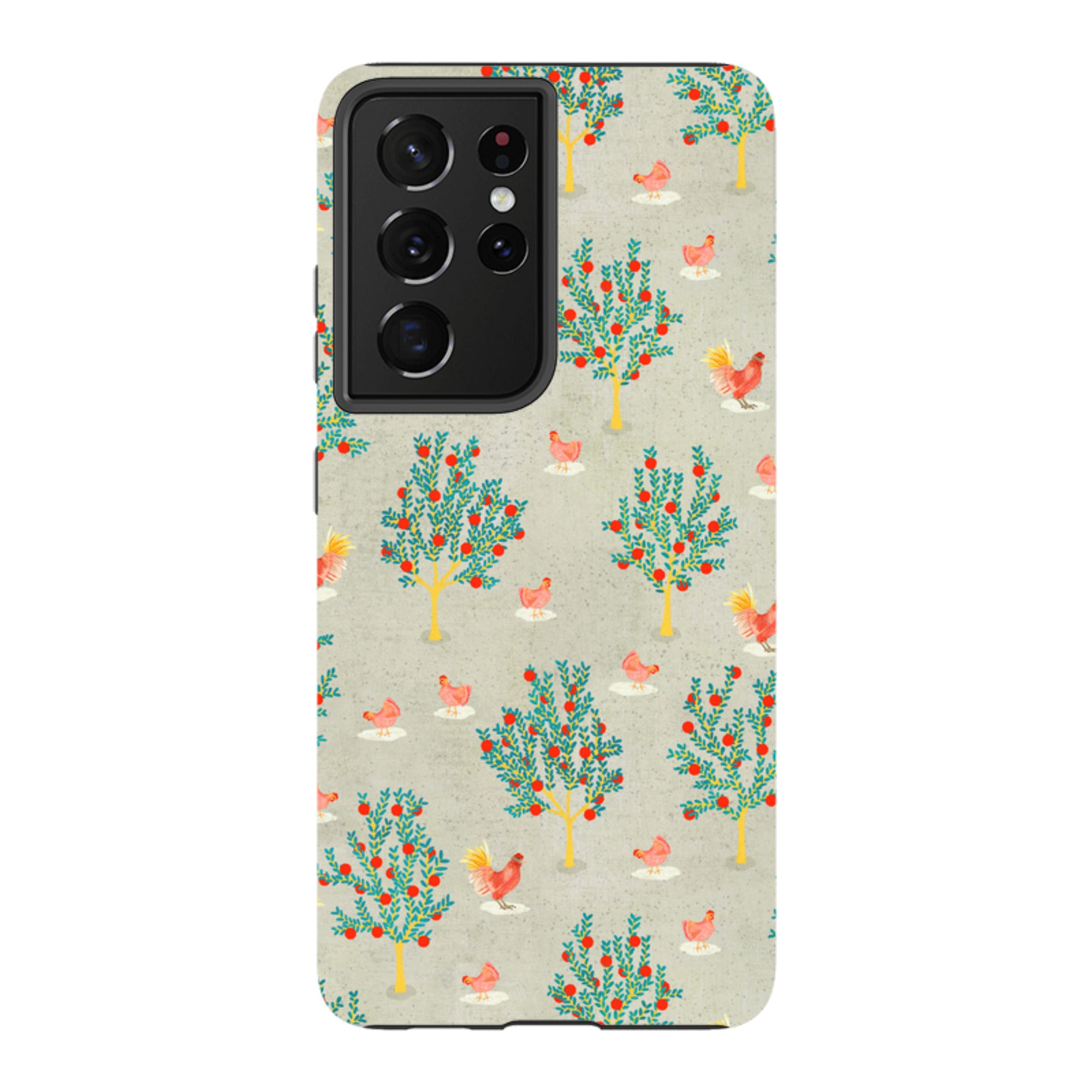 Samsung Tough Case - Apple Trees And Chickens Grey By Katherine Quinn