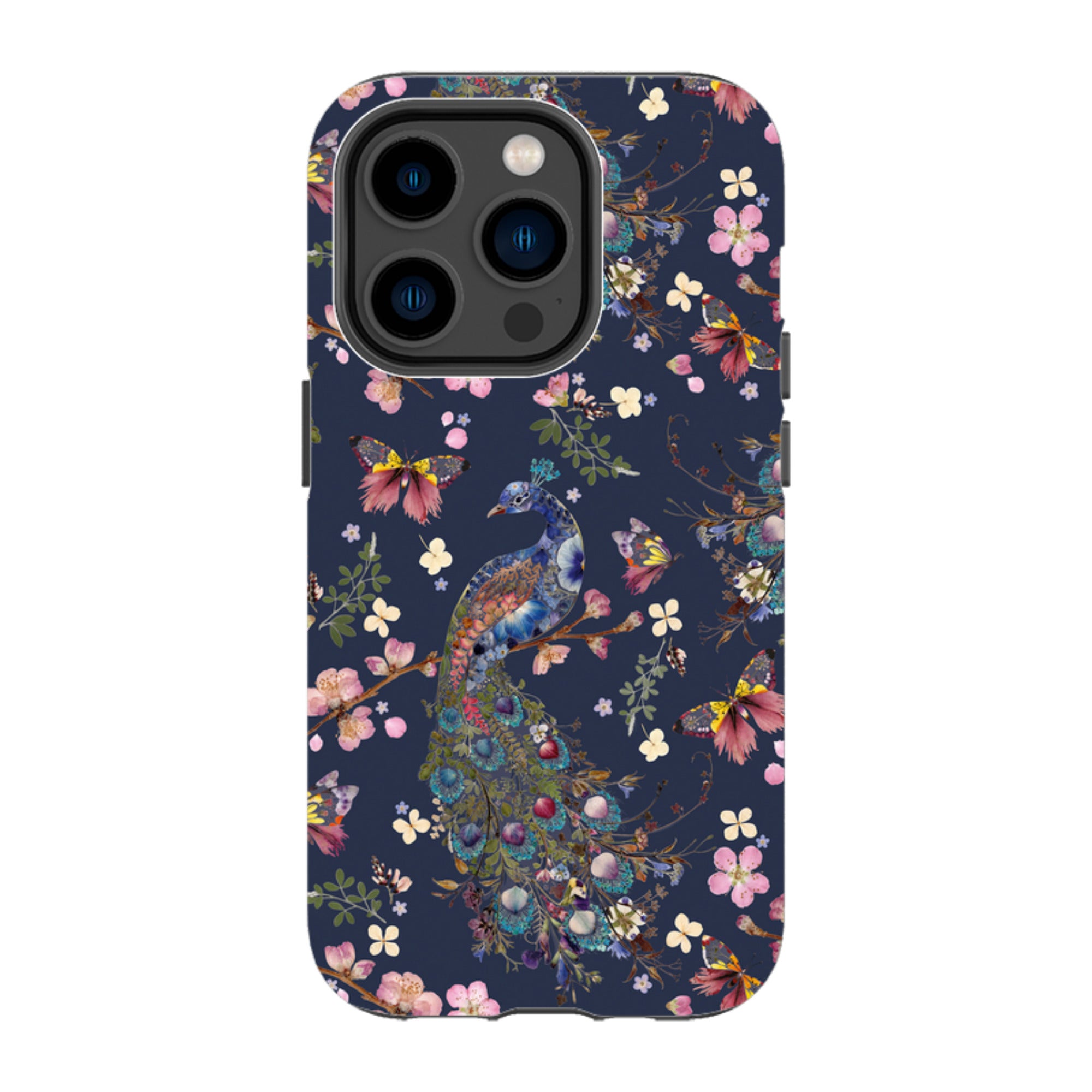 iPhone Tough Case - Peacock and Cherry Blossoms Iris By Helen Ahpornsiri