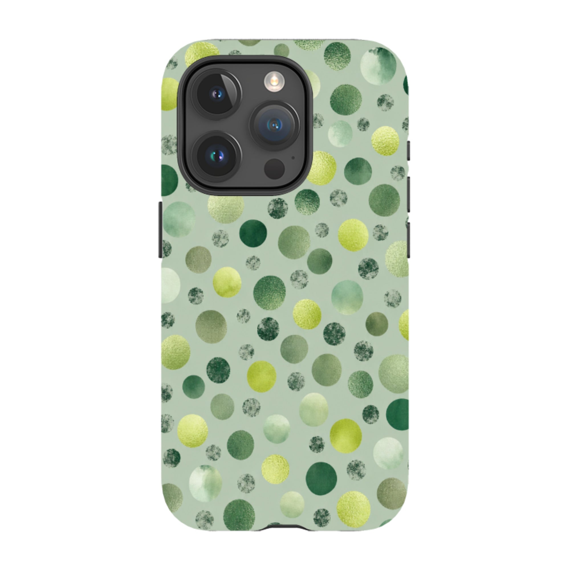 iPhone Tough Case - Sage Green Polka Dot