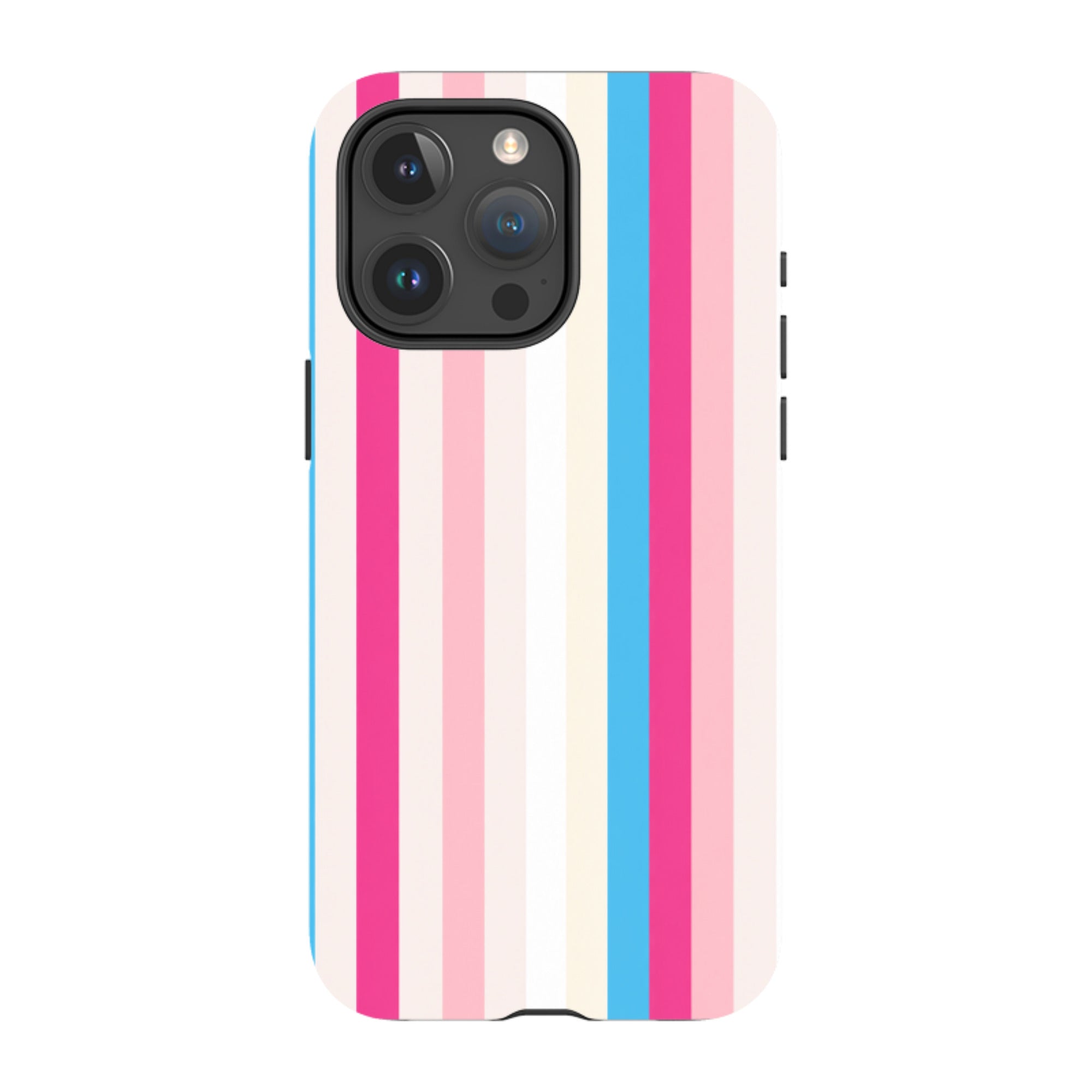 iPhone MagSafe Tough Case - Pink, Blue & Cream Stripe