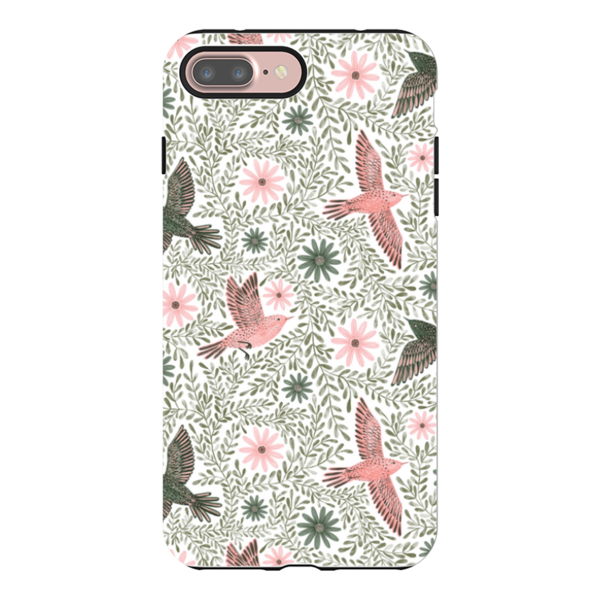 iPhone Tough Case - Bird Pattern Green By Lee Foster Wilson