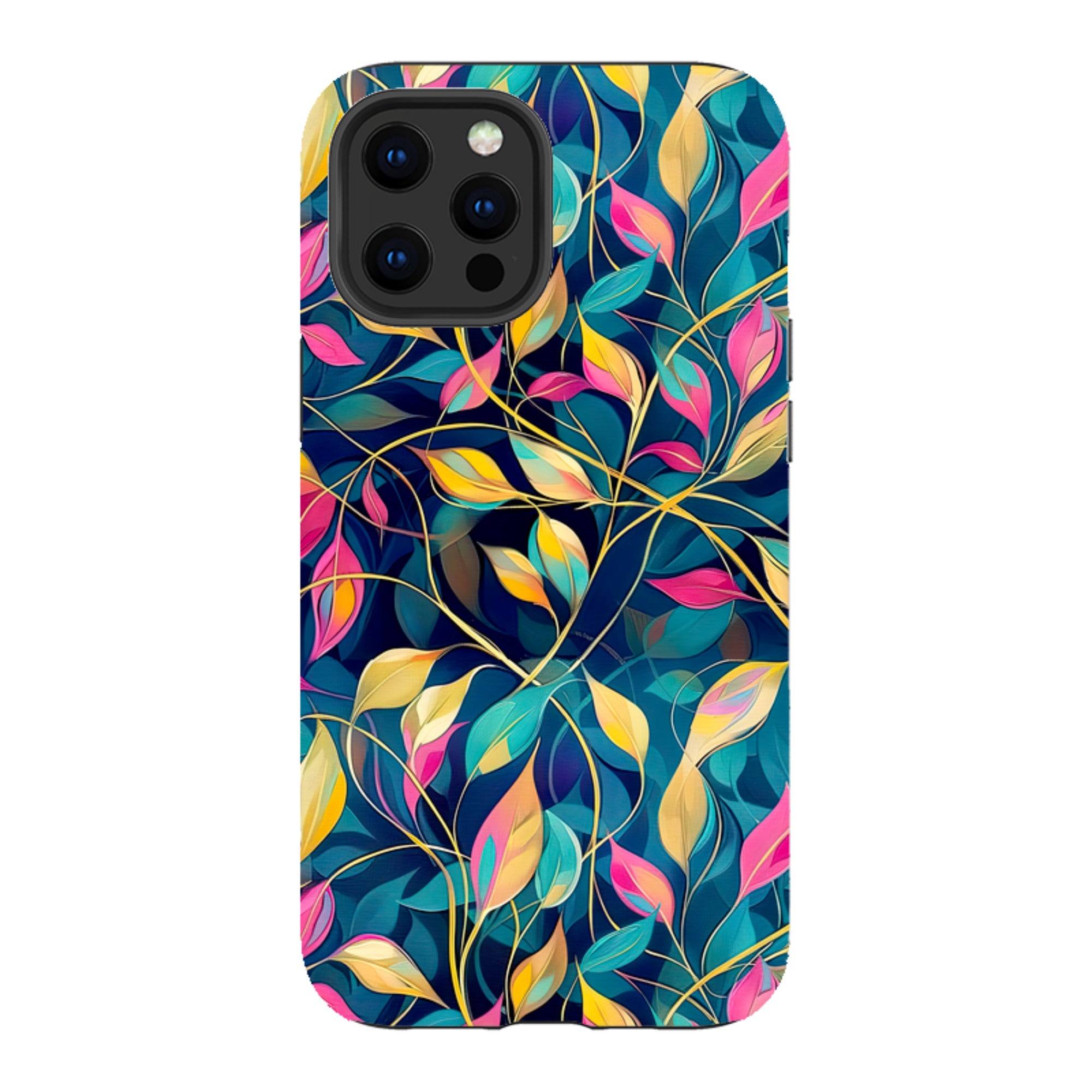 iPhone Case - Pink and Teal Leaves