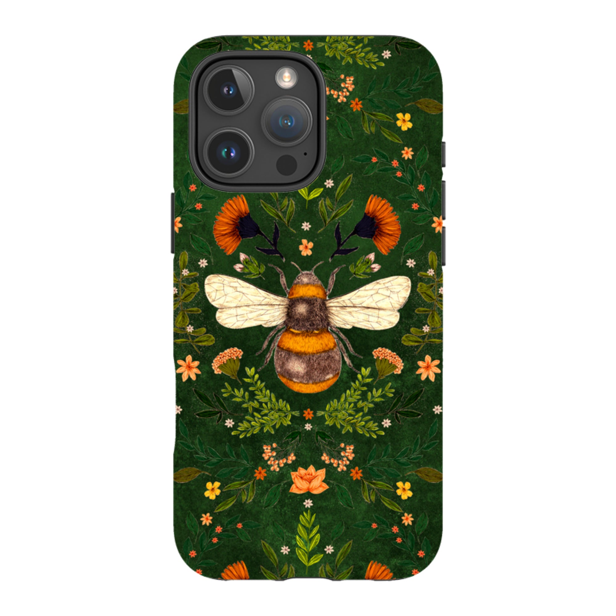 iPhone Tough Case - Botanical Bee Green By Jade Mosinski