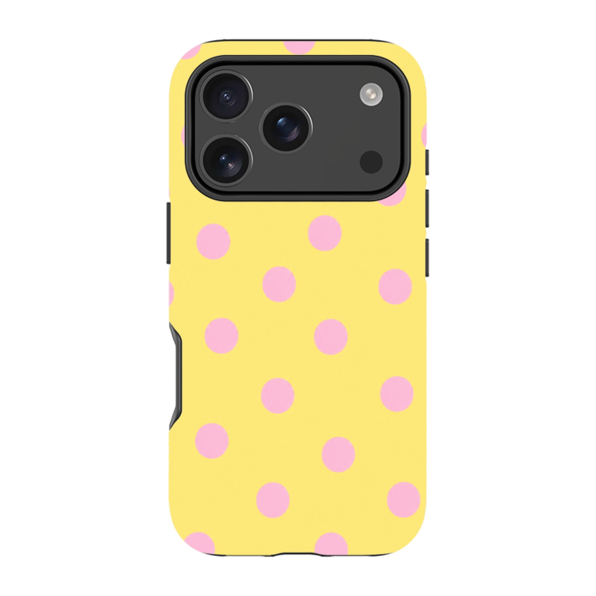 iPhone Tough Case - Yellow & Pink Polka Dot