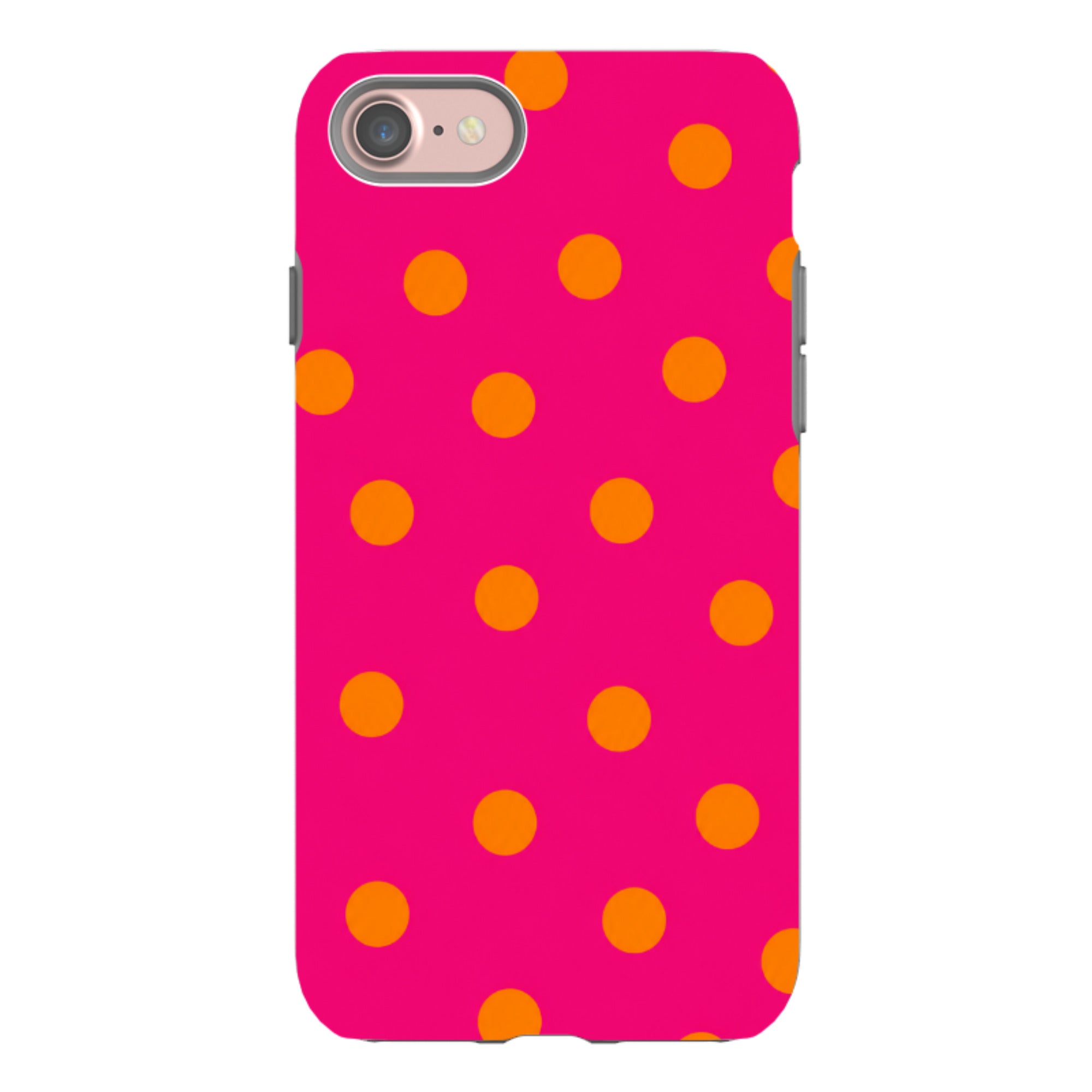 iPhone Tough Case - Hot Pink & Orange Polka Dot