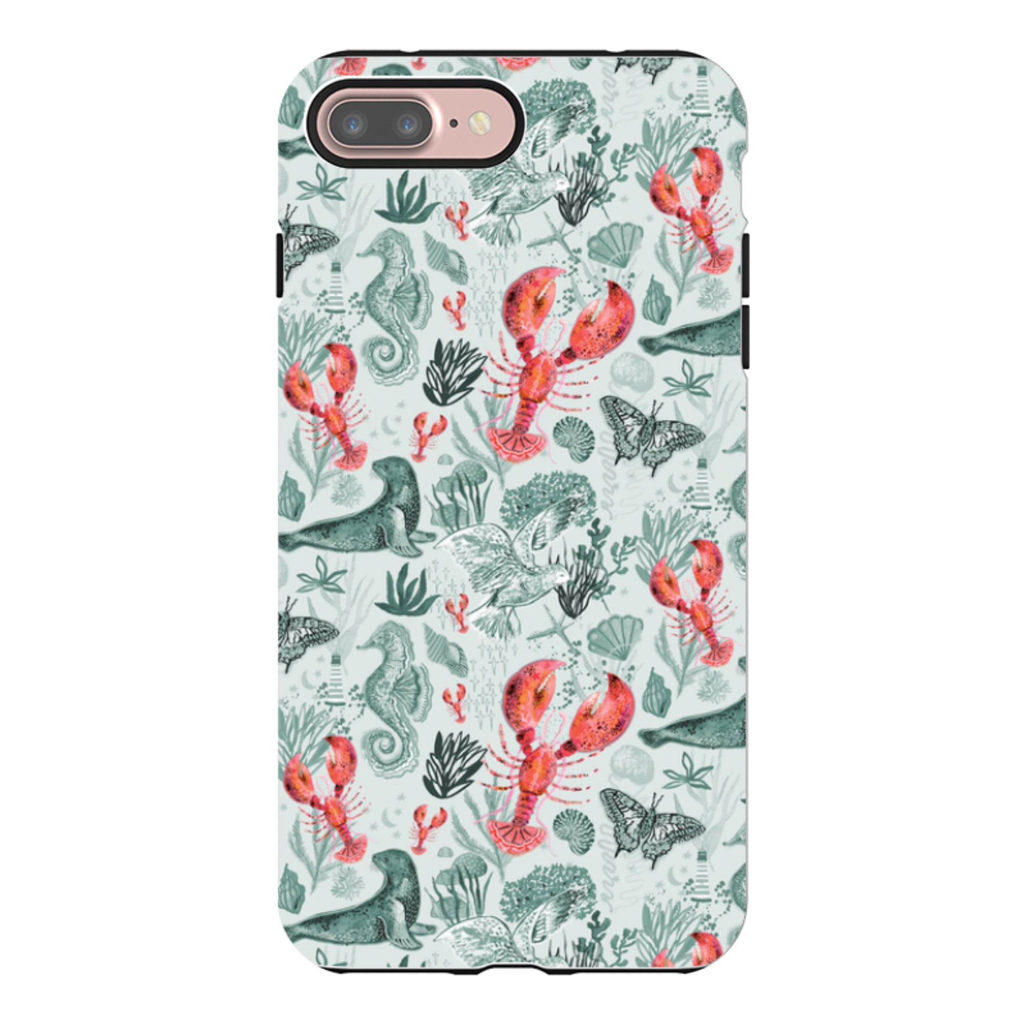 iPhone Case - Teal Seals and Lovely Lobsters By Emma Frances Grant