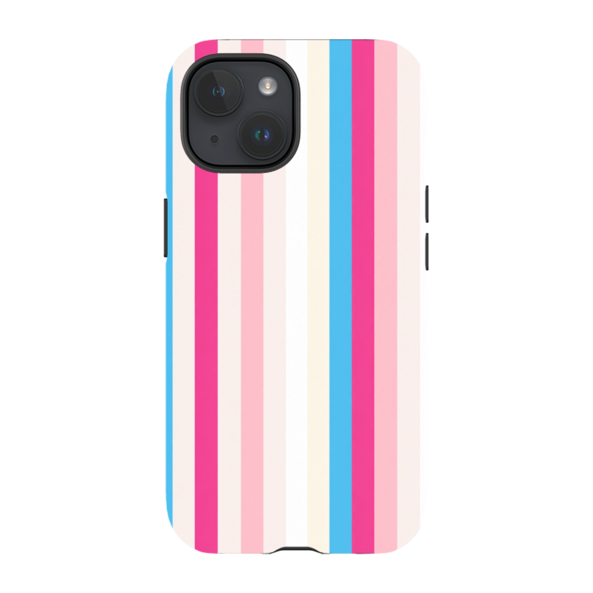 iPhone Tough Case - Pink, Blue & Cream Stripe
