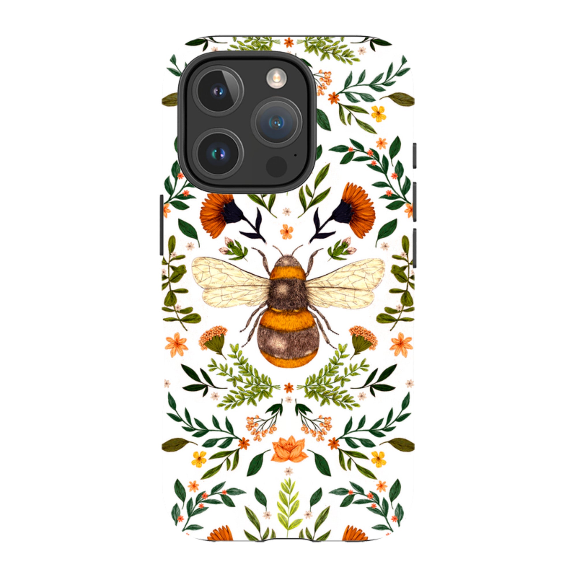 iPhone MagSafe Tough Case -  Botanical Bee White By Jade Mosinski