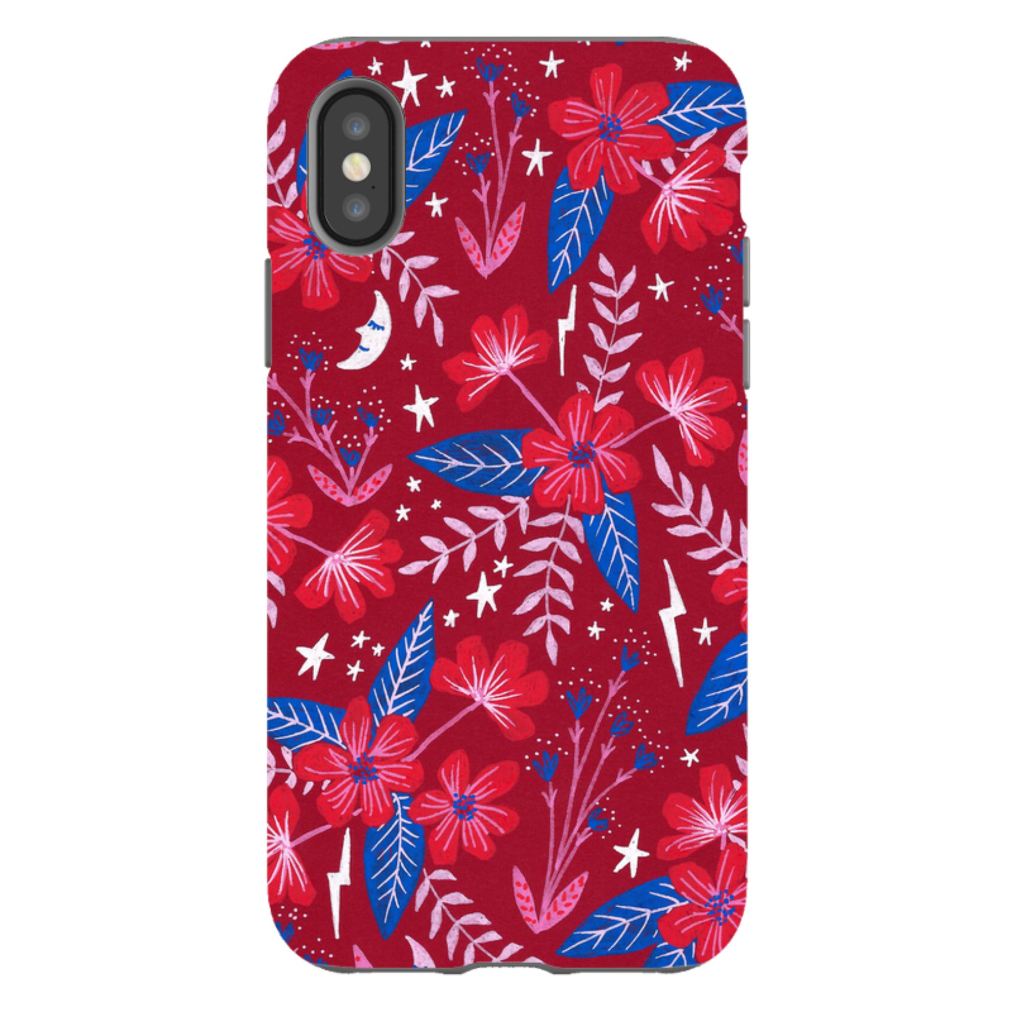 iPhone Tough Case - Red Moon Garden By Lee Foster Wilson