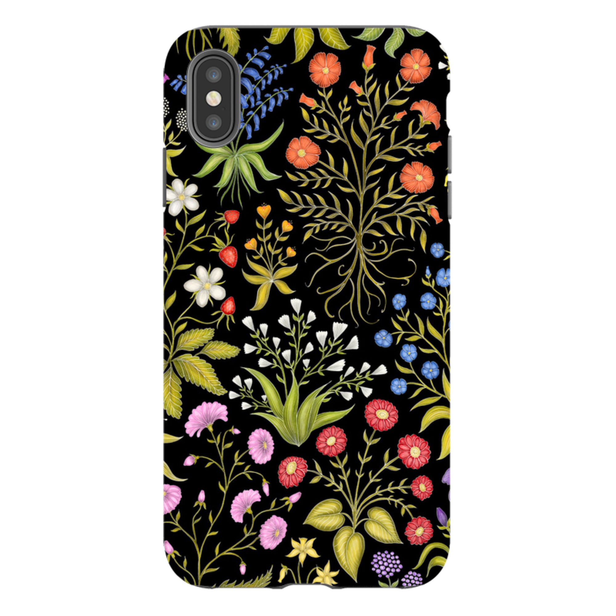 iPhone Tough Case - Fleurs Black By Catherine Rowe