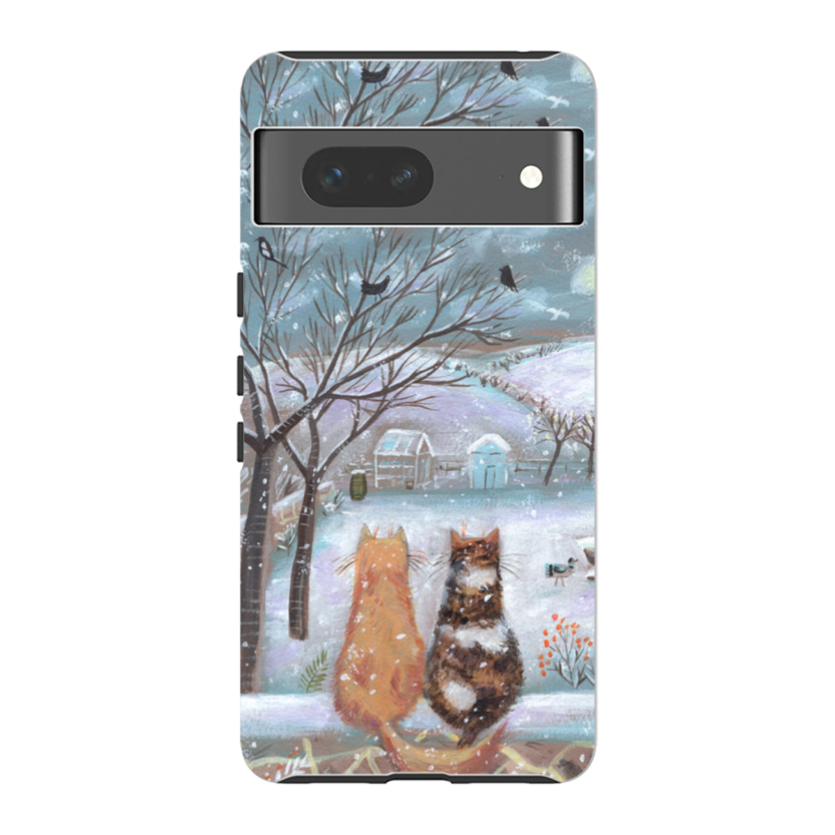 Google Tough Case - Winter Cottage Cats By Mary Stubberfield