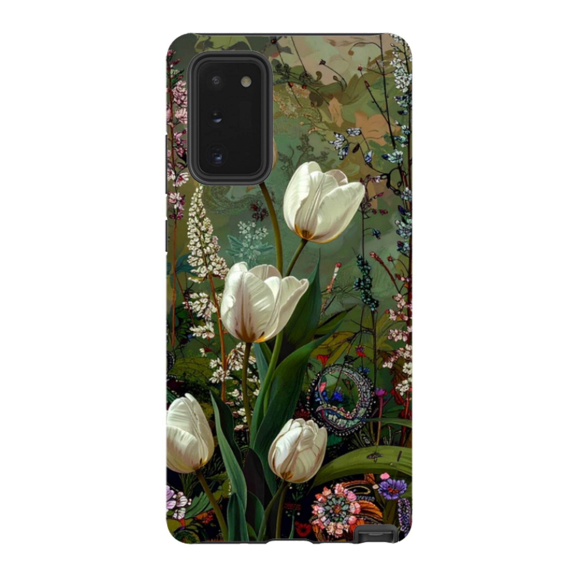 Samsung Tough Case - Green Vyne white Tulips