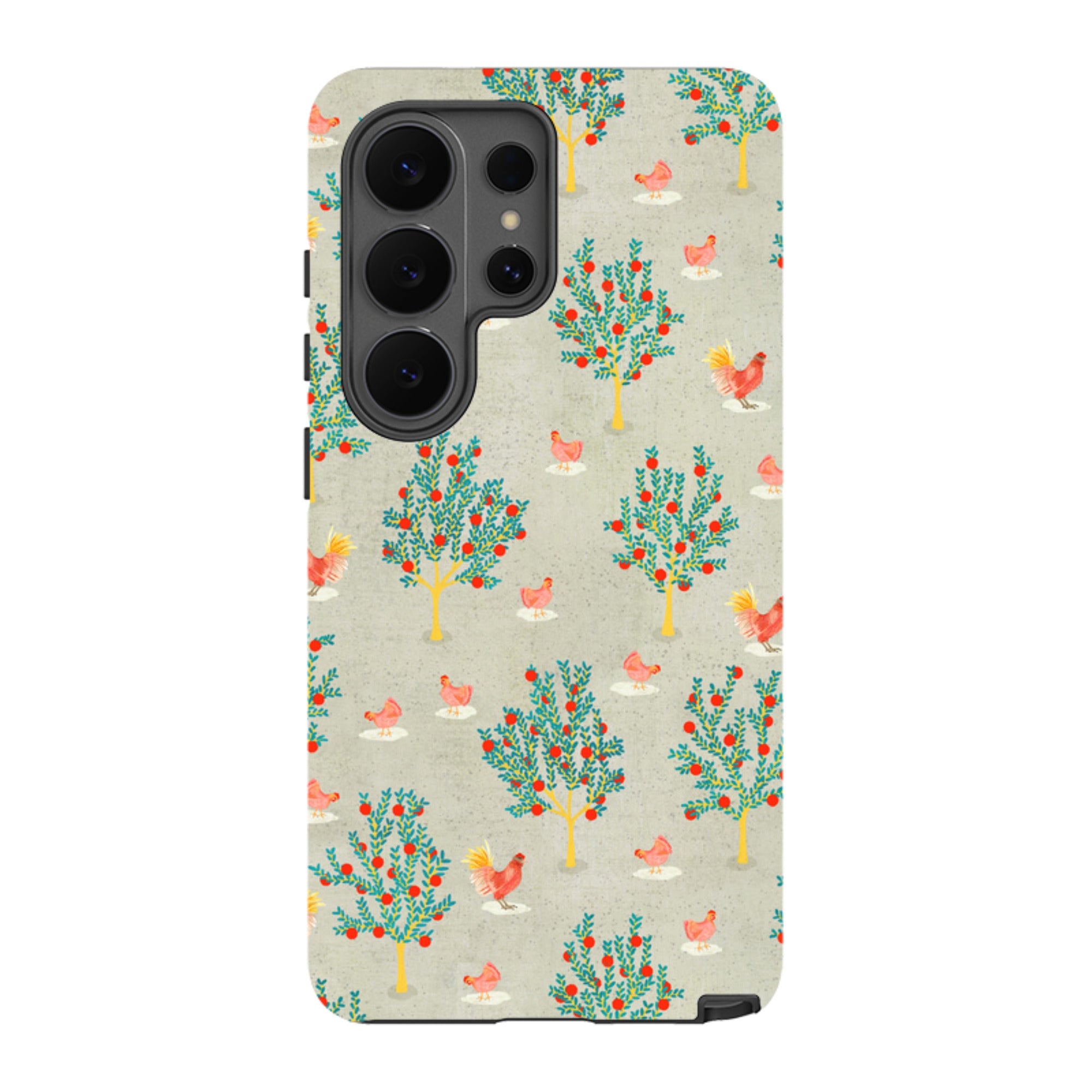 Samsung Tough Case - Apple Trees And Chickens Grey By Katherine Quinn