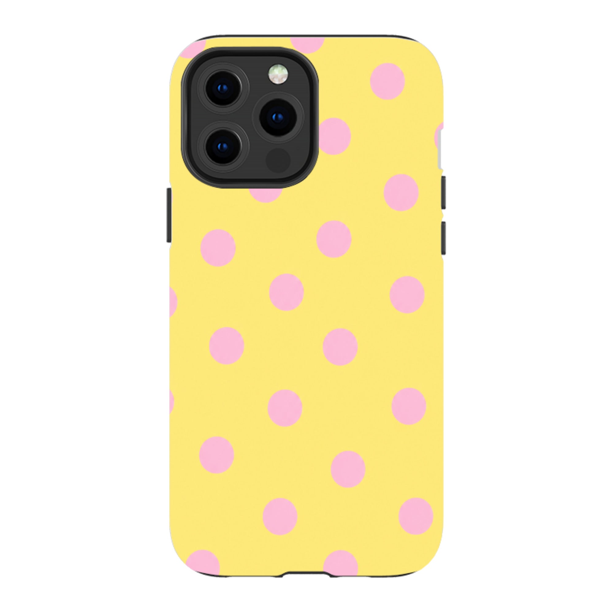 iPhone Tough Case - Yellow & Pink Polka Dot