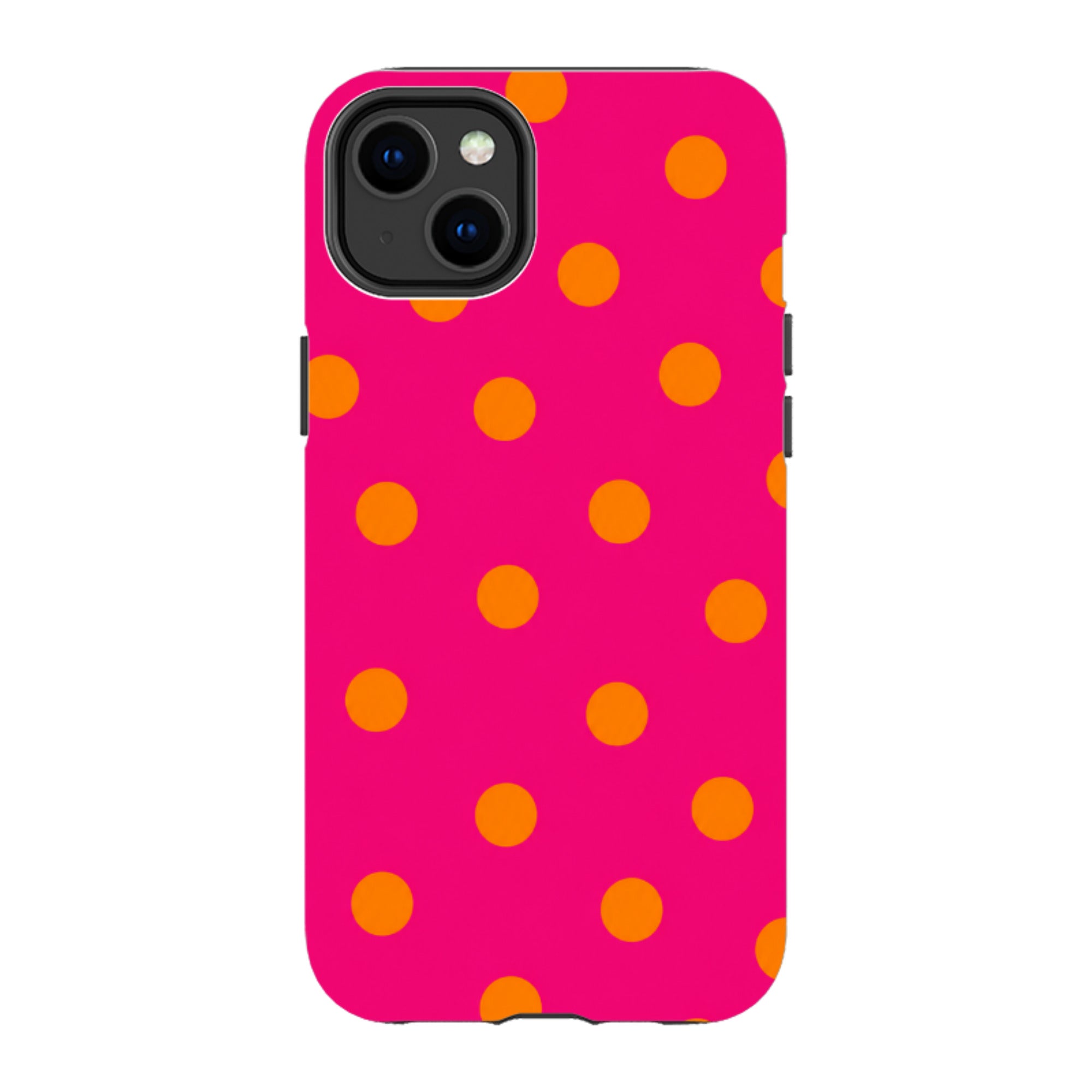 iPhone Tough Case - Hot Pink & Orange Polka Dot