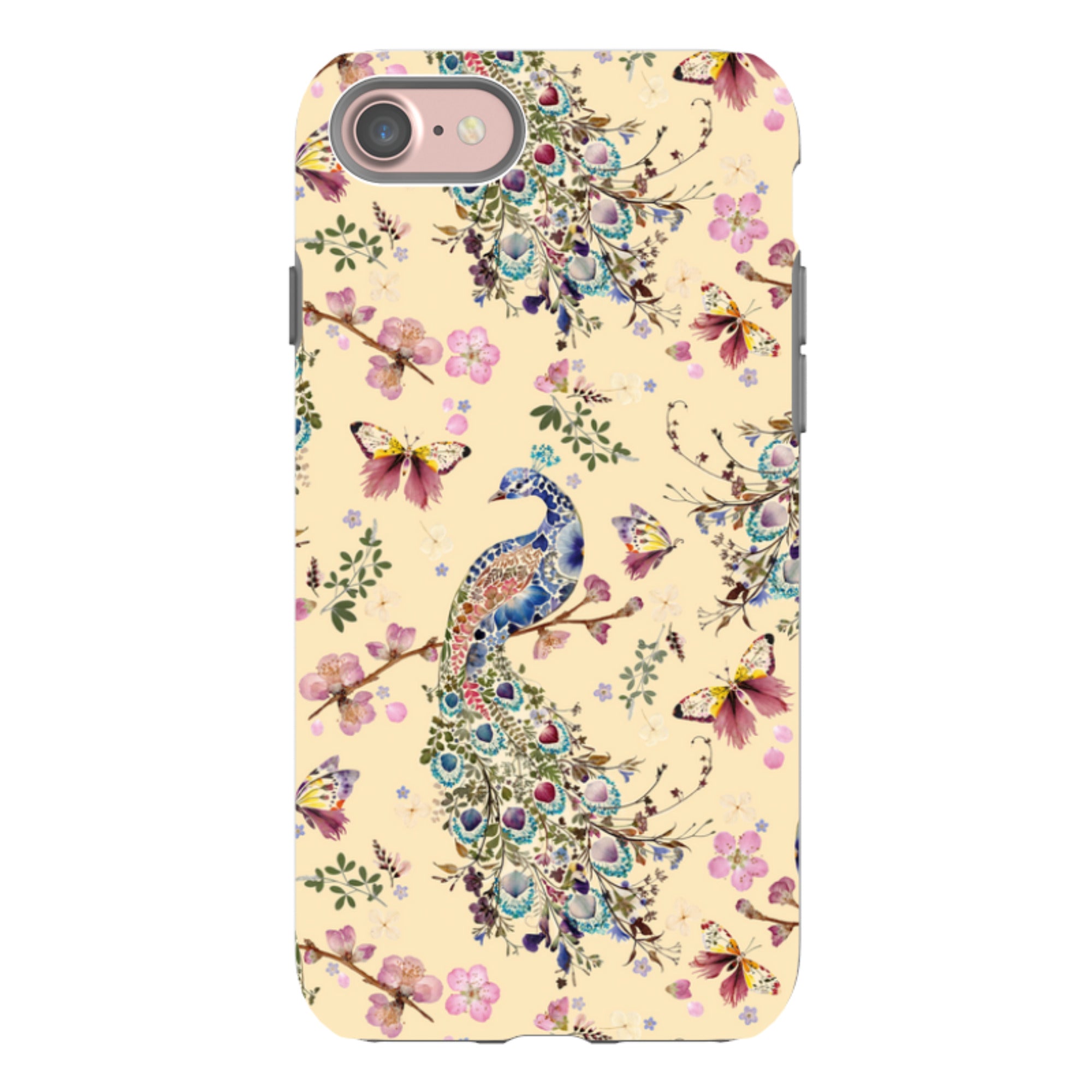 iPhone Tough Case - Peacock and Cherry Blossoms Lilly By Helen Ahpornsiri